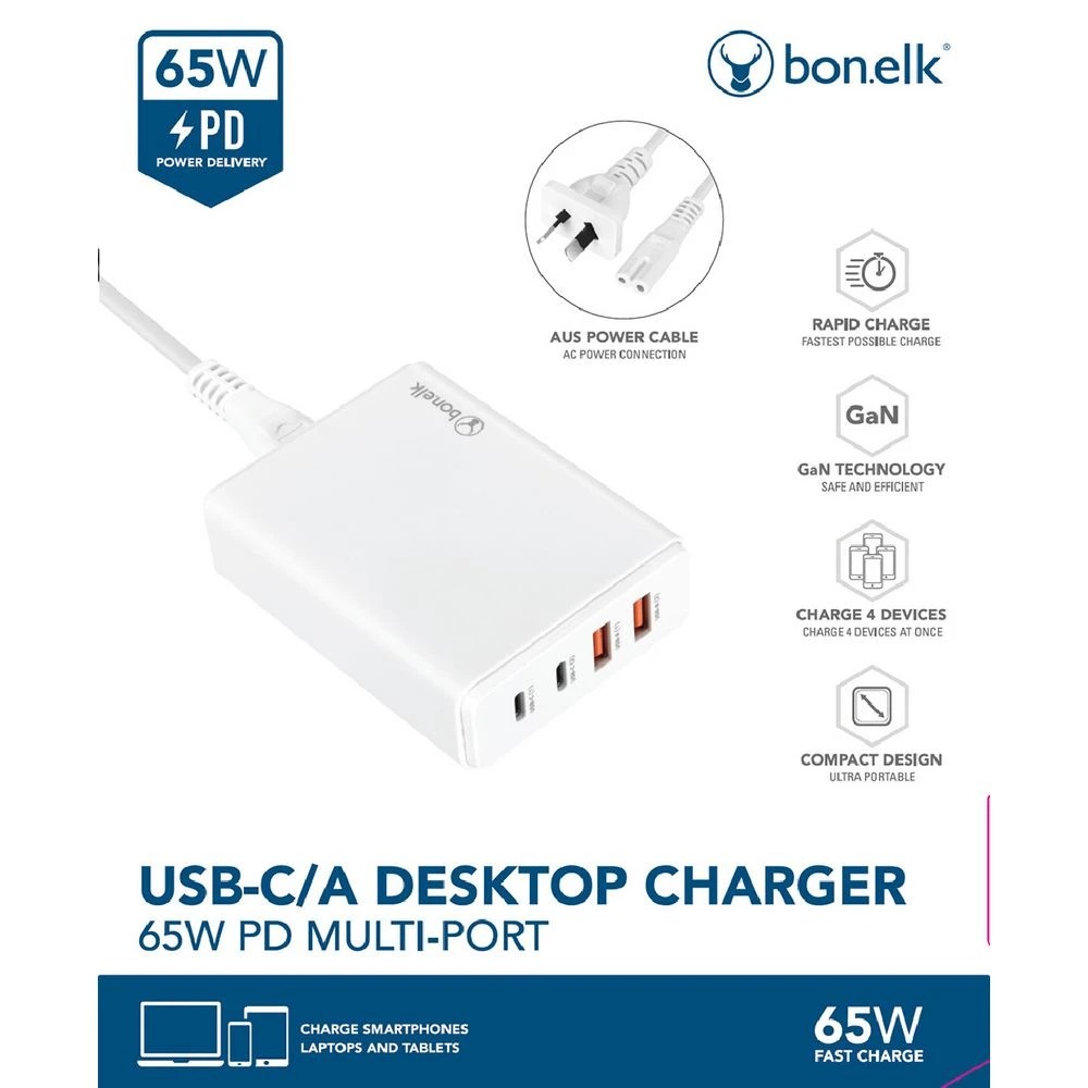 6 Bonelk Desktop Charger USB-A/USB-C 65w White, 6 of 6