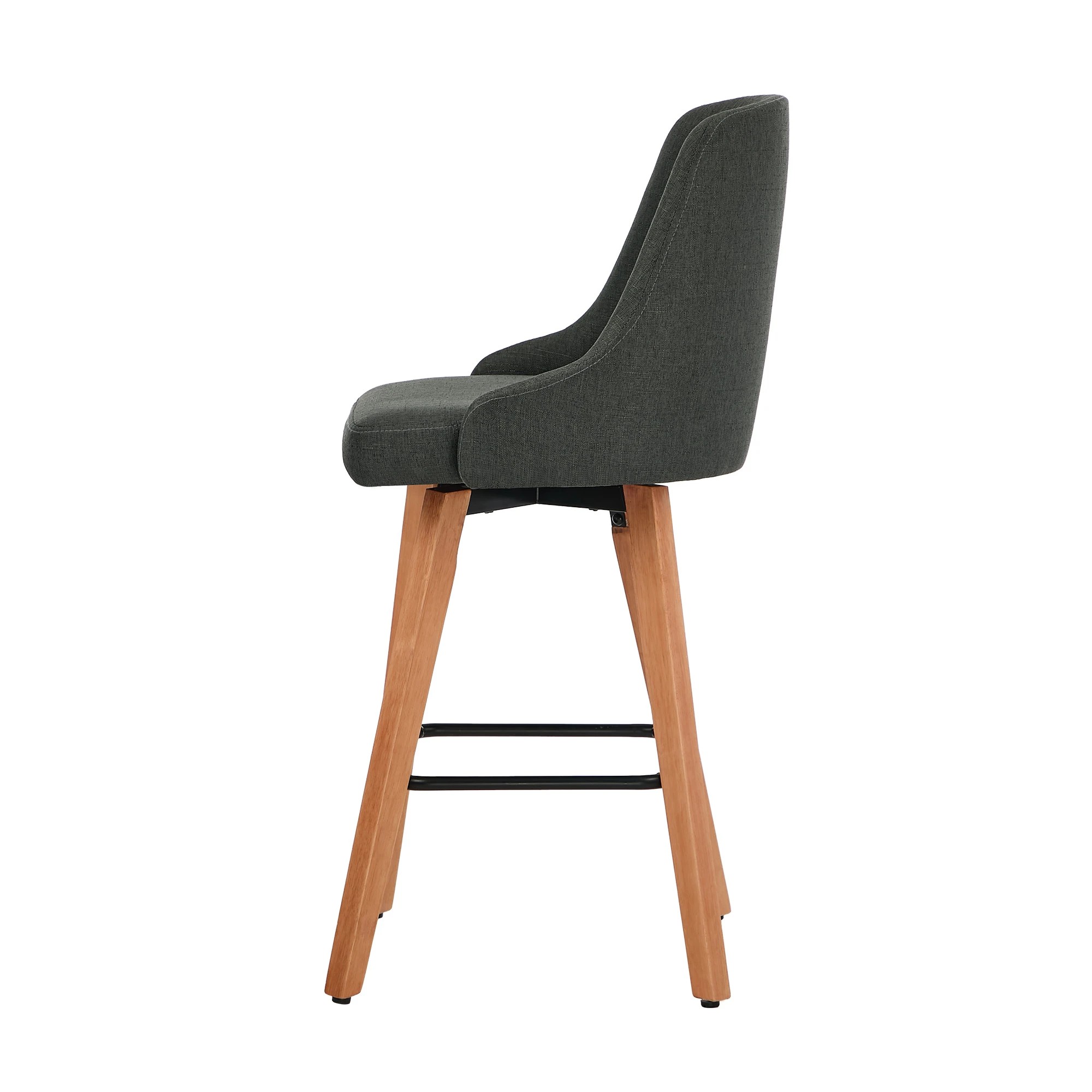 7 Oikiture 2x Bar Stools Swivel Wooden - Grey, 7 of 8