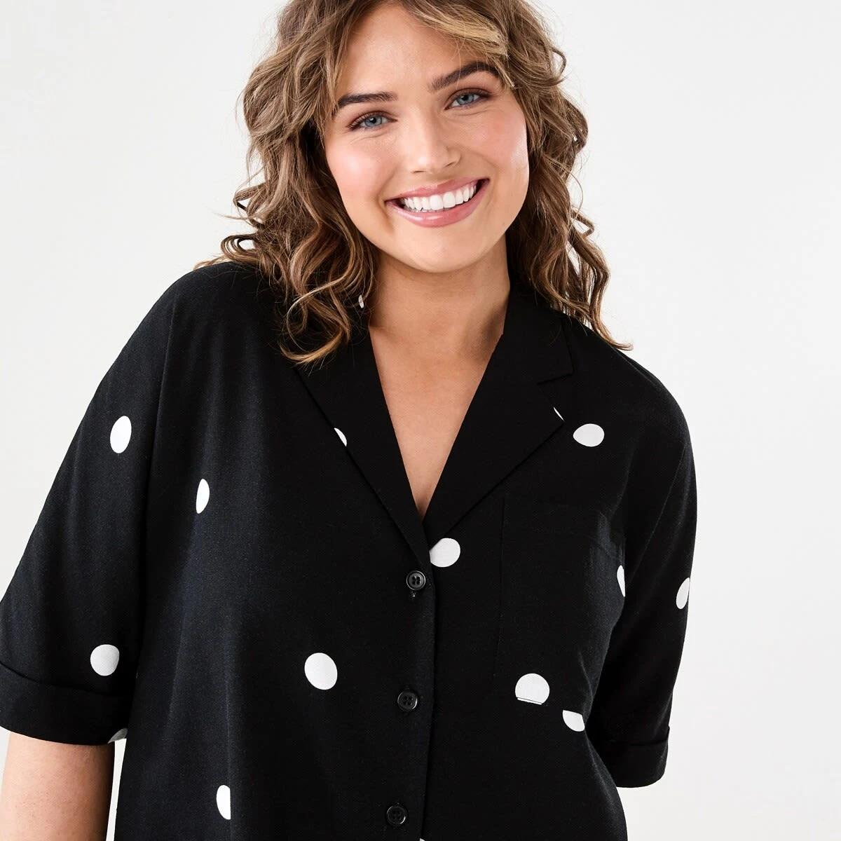 4 Short Dolman Sleeve Shirt POLKA DOT BLACK, 4 of 8