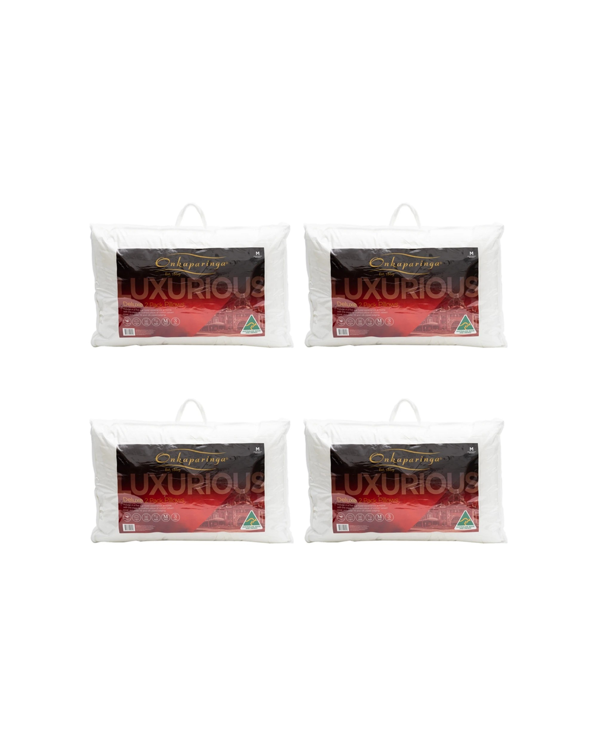 1 Onkaparinga Deluxe Pillows With Cotton Sateen Cover Medium Support 4x 2pc - Plain, 1 of 5
