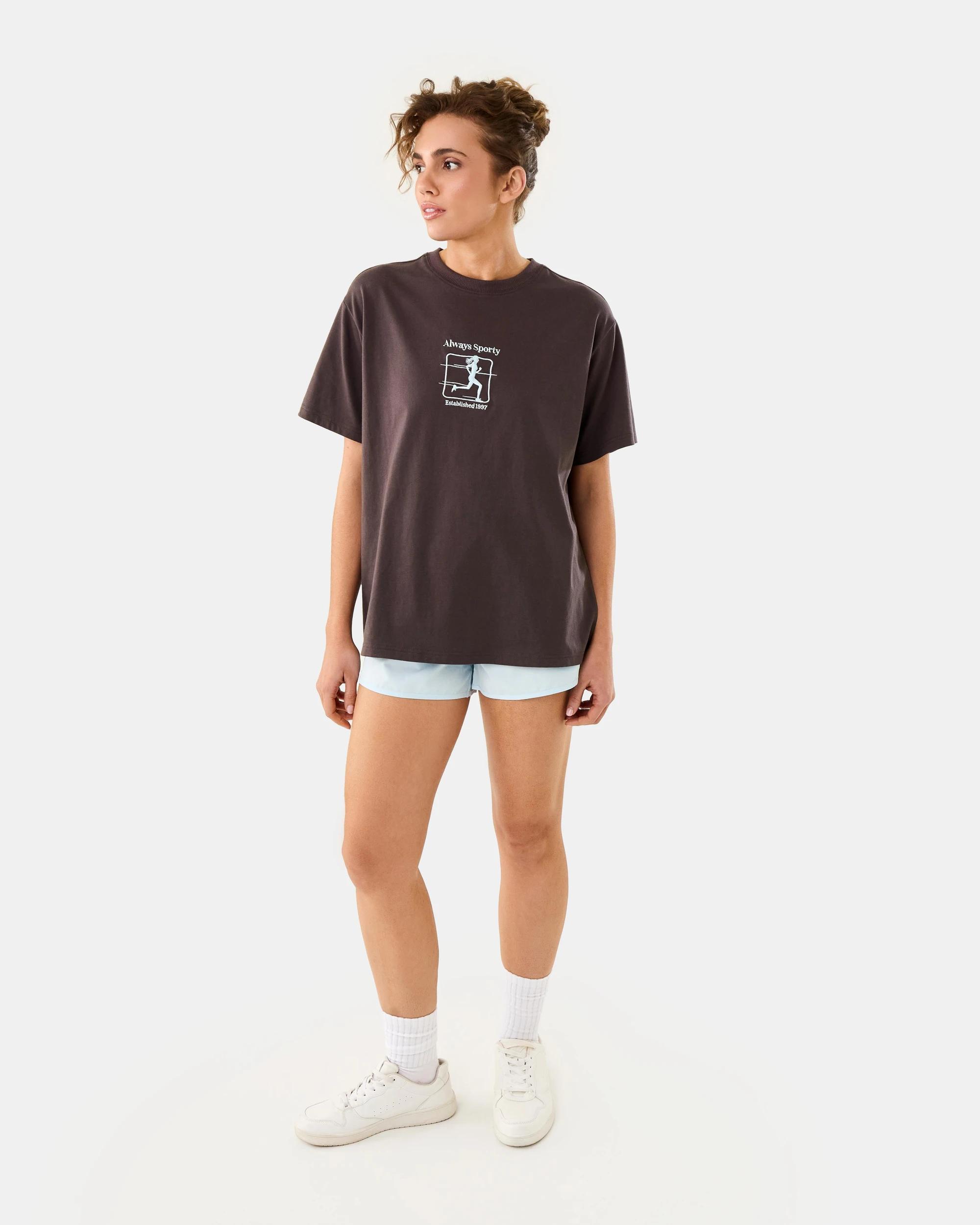 2 Active Womens Oversized Gym T-shirt Espresso, 2 of 8