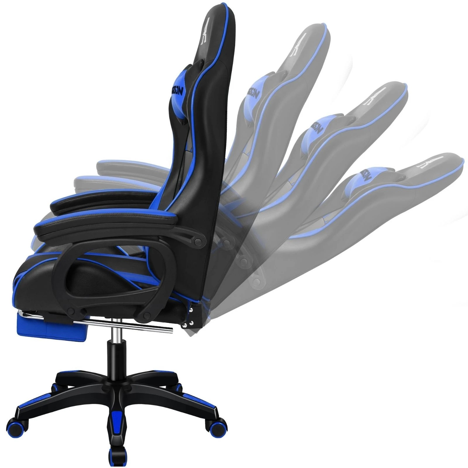 7 Alfordson Gaming Office Chair Massage Racing Computer Seat Footrest Leather - Blue, 7 of 10