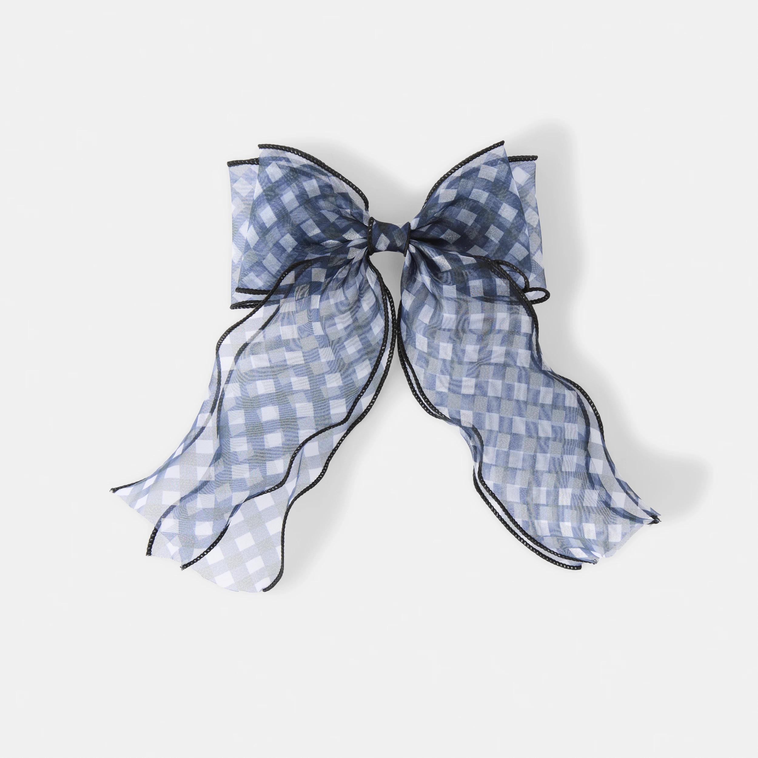 1 Black Organza Gingham Bow Hair Clip Black, 1 of 5