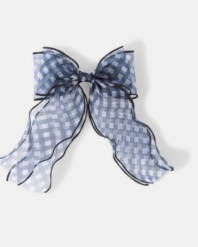 Black Organza Gingham Bow Hair 