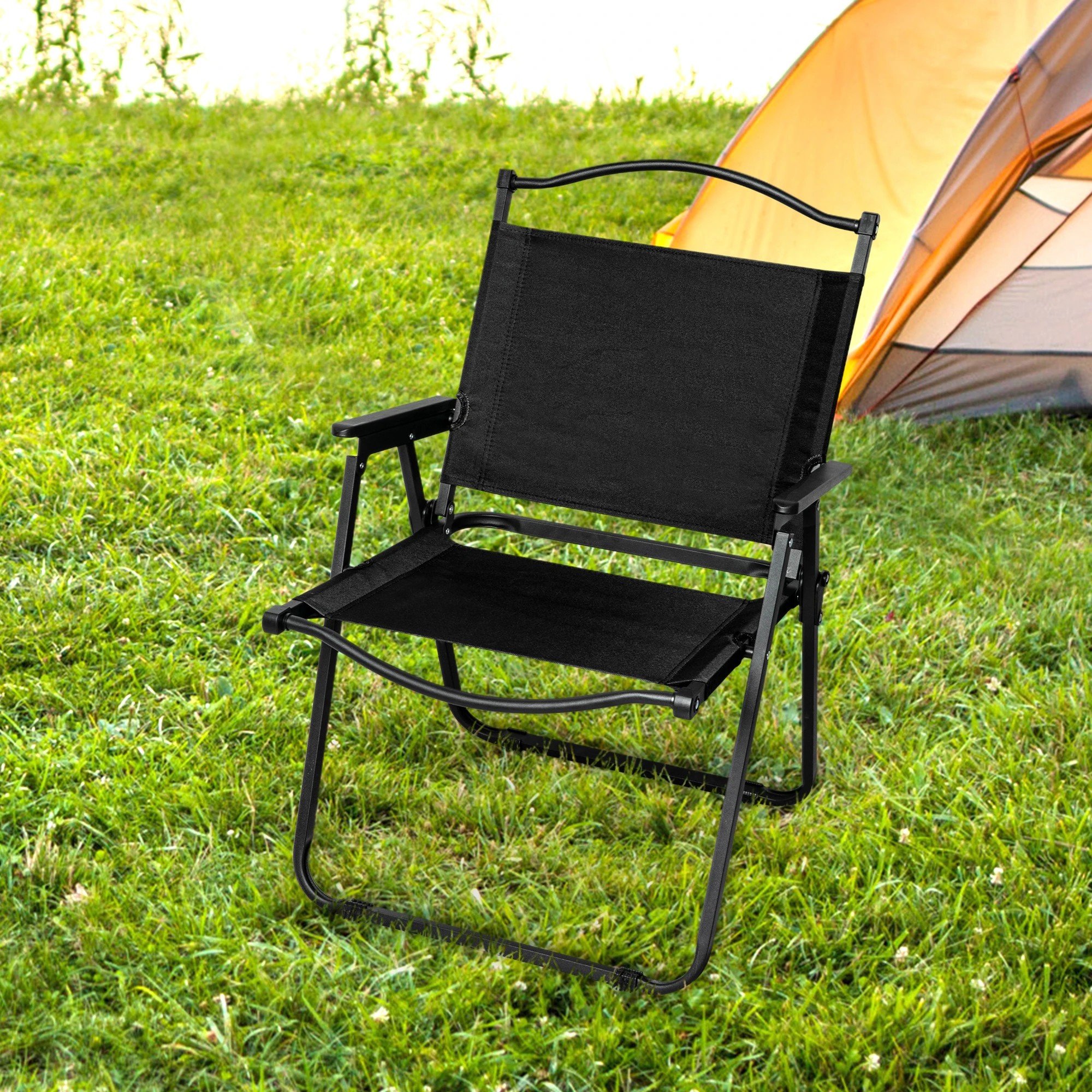 7 Levede 4Pcs Camping Chair Folding Portable Beach Picnic Chairs Lightweight - Black, 7 of 8