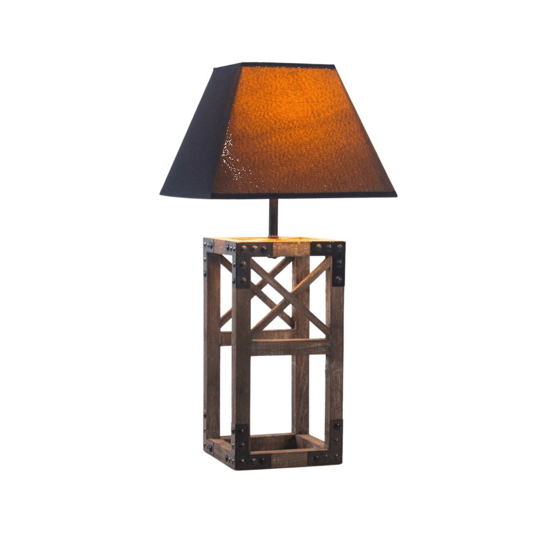 2 BR Home Wooden Table Lamp with Modern Rustic Geo Industrial Design, 2 of 8