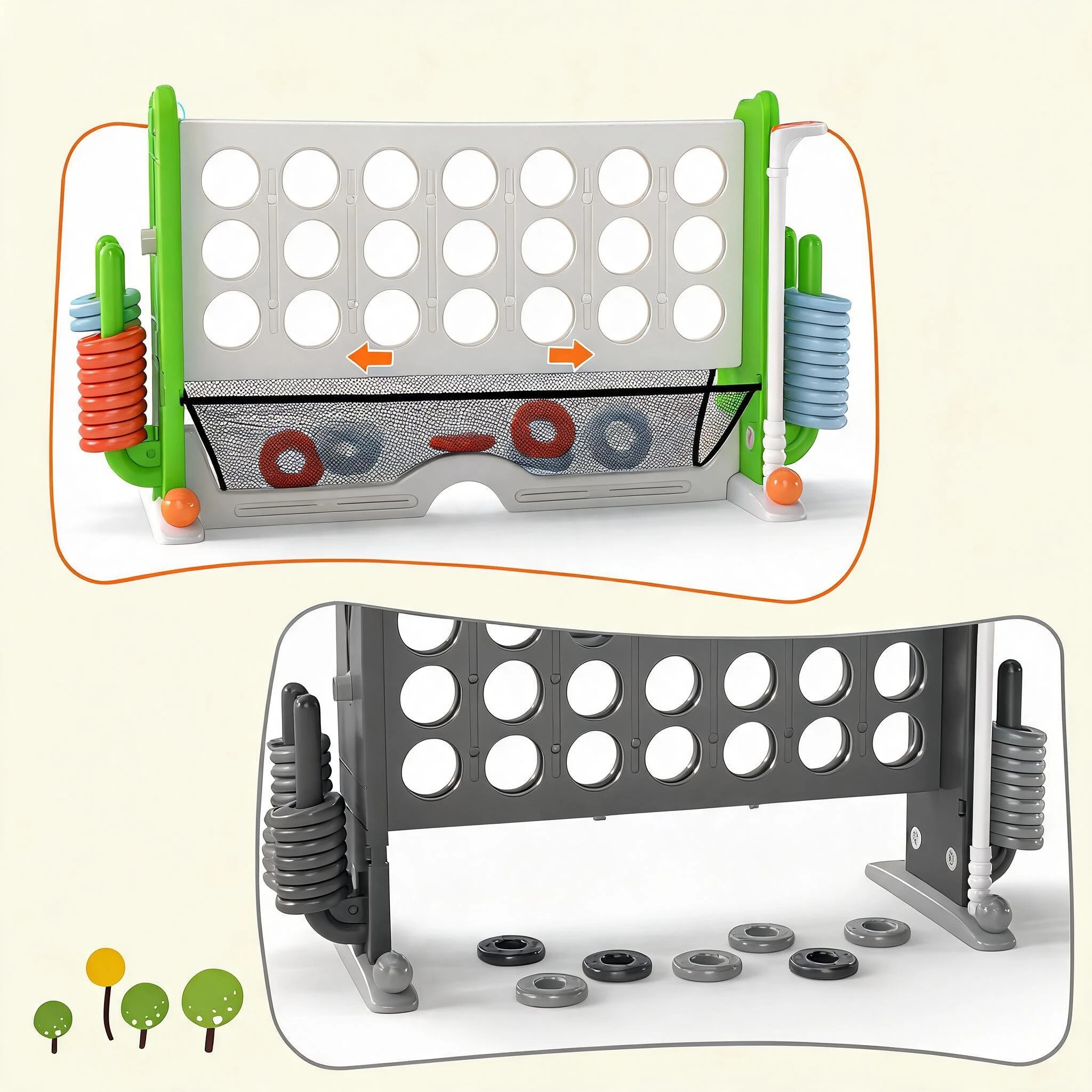 5 Costway 4IN1 Giant Connect 4 In A Row Jumbo Ring Toss Basketball Hoop - Green, 5 of 7