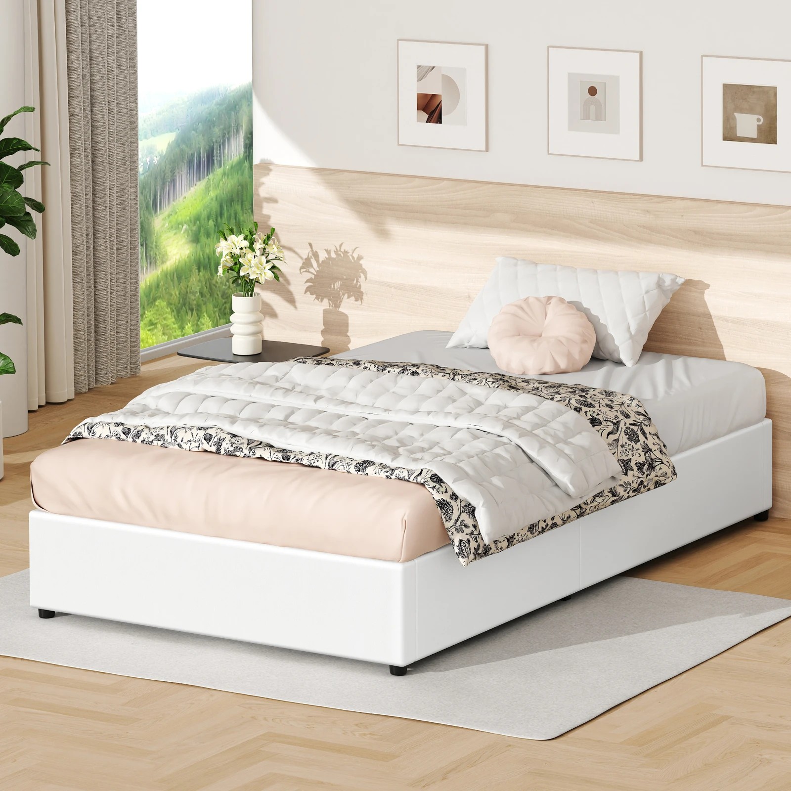 5 Alfordson Bed Frame Single Size Gas Lift Storage Mattress Base Barlow - White, 5 of 10