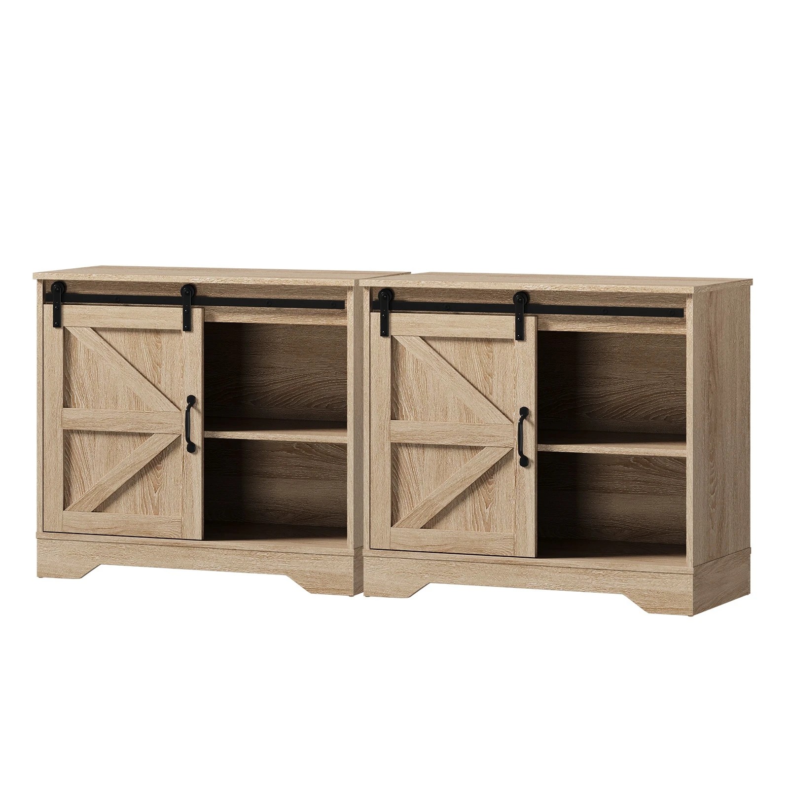 1 Oikiture 2x Buffet Sideboard Storage Cabinet Sliding Door - Natural, 1 of 9