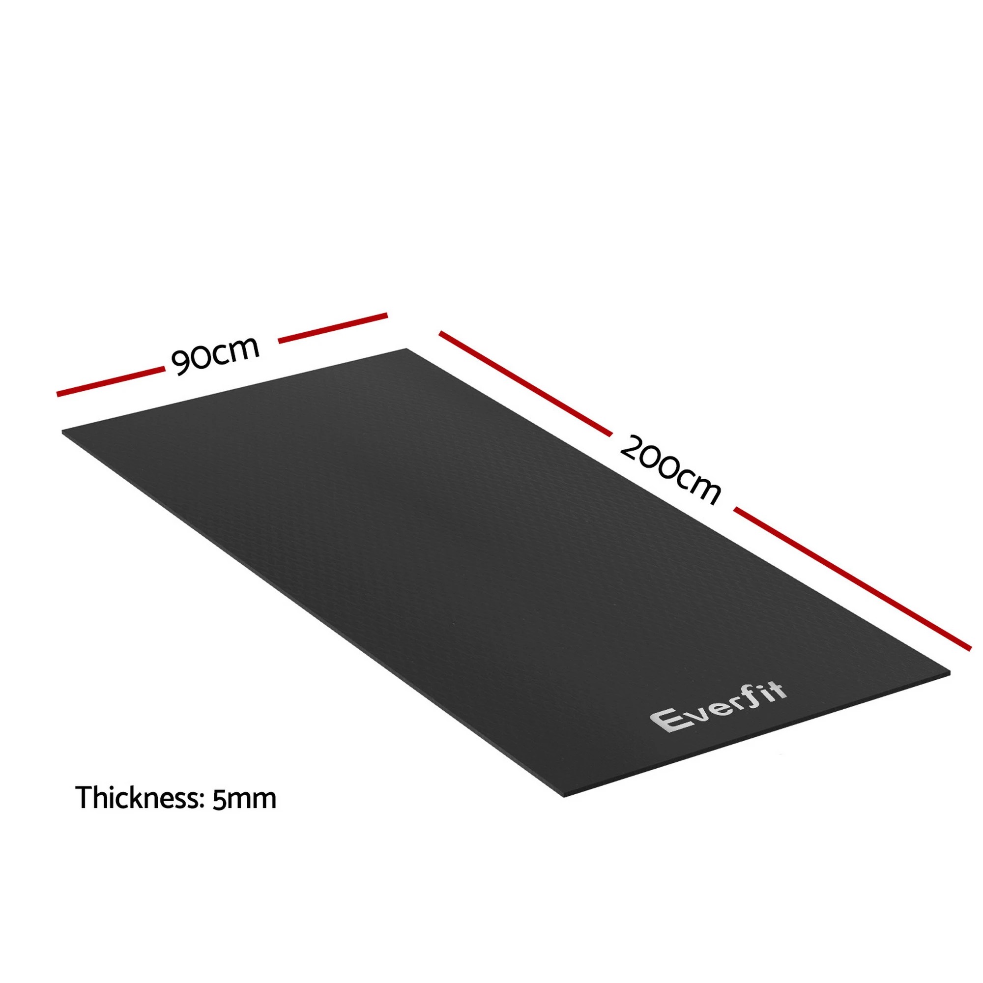 2 Everfit Exercise Equipment Mat Treadmill Floor Rug Home Gym Bike Fitness Yoga - Black, 2 of 2