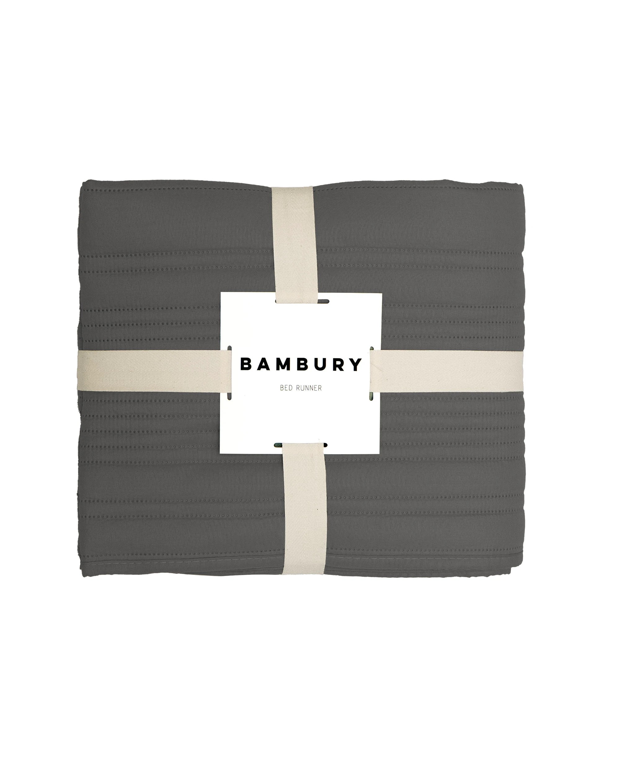 1 Bambury Flinders Embossed Microfibre Bed Runner - Charcoal, 1 of 4