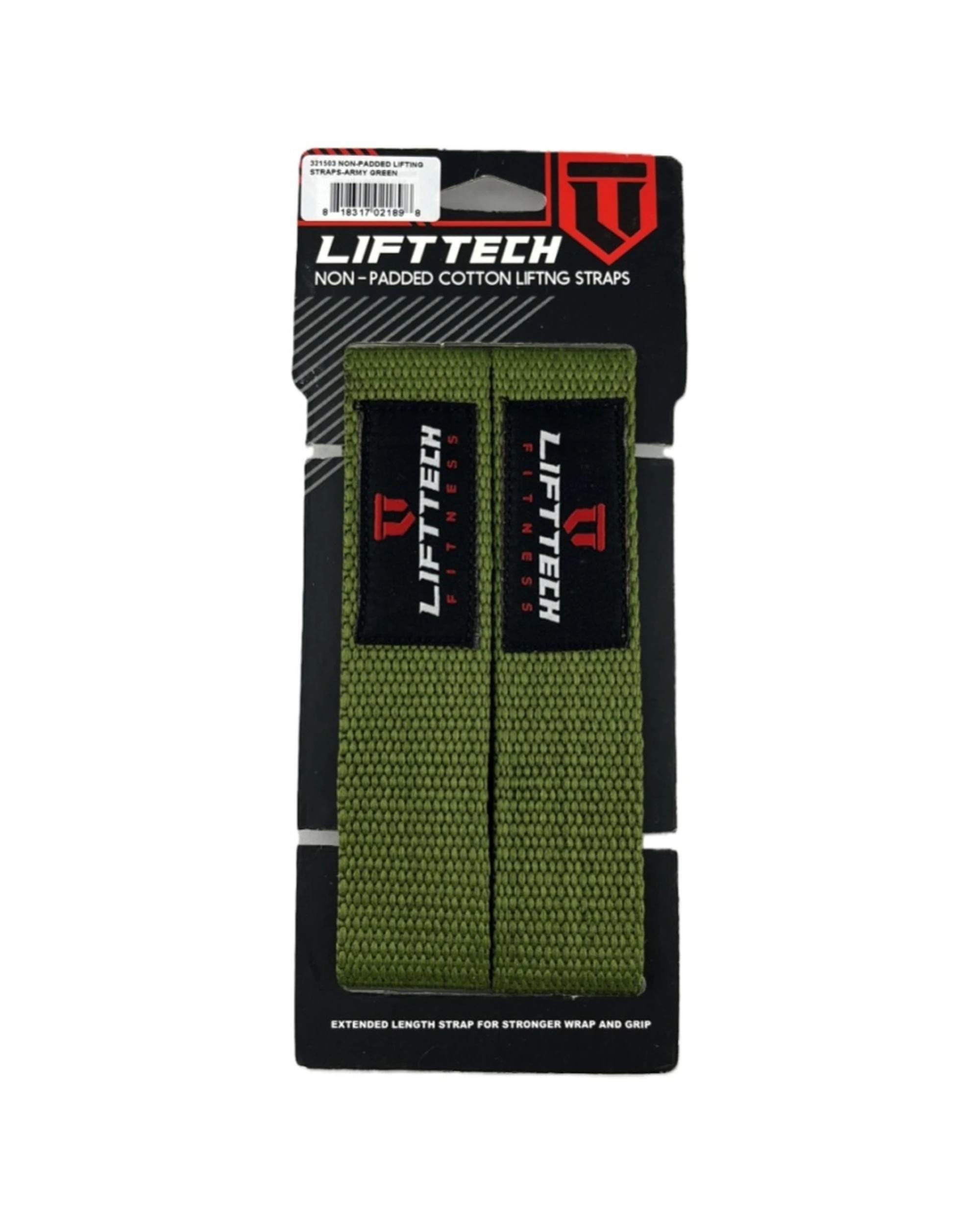1 Lift-Tech Fitness 2pc Cotton Heavy Lifting Support Durable Grip Straps 21 Inch Army - Green, 1 of 2