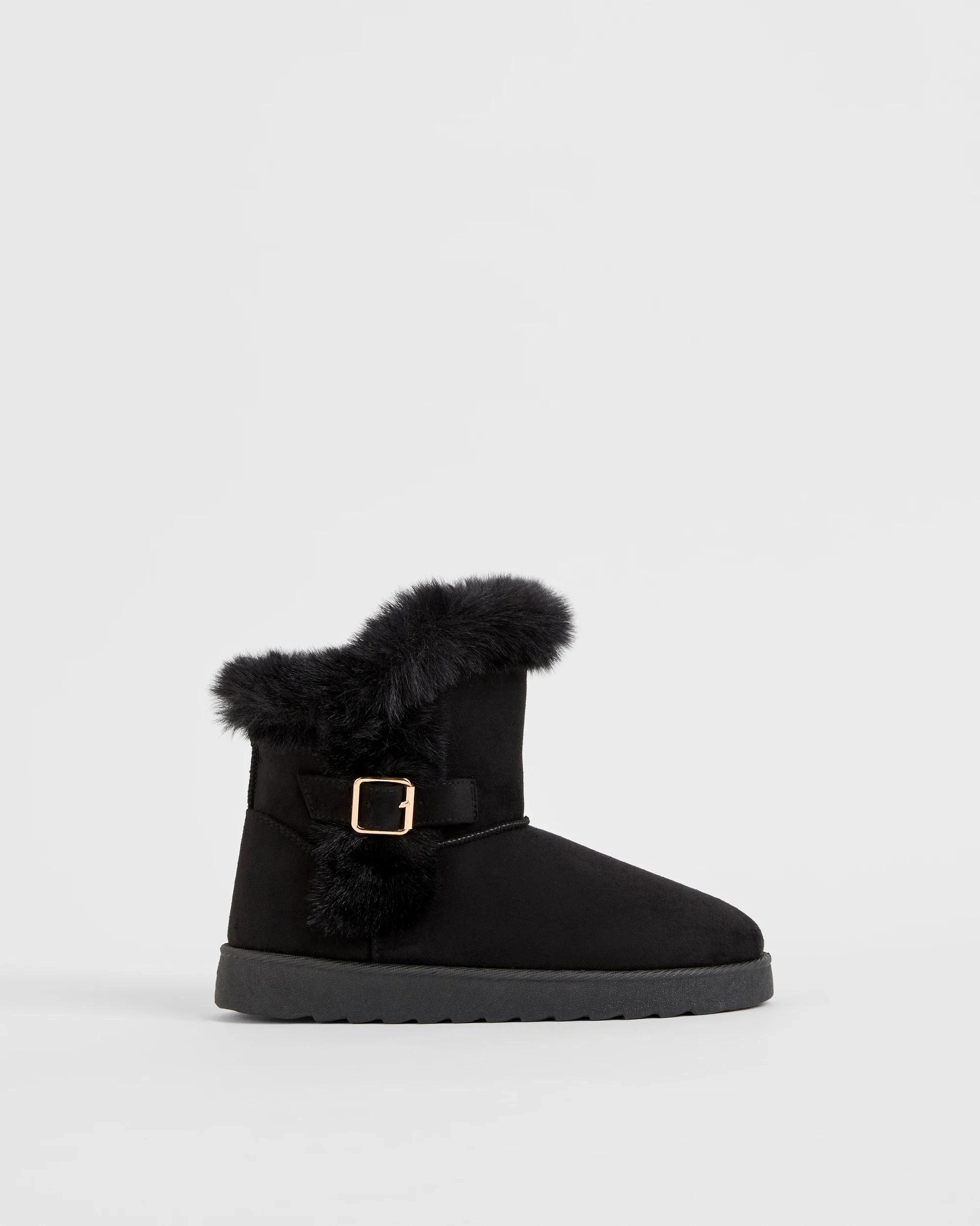 1 Target Woman Low Cut Slanted Top Slipper Boot BLACK, 1 of 3