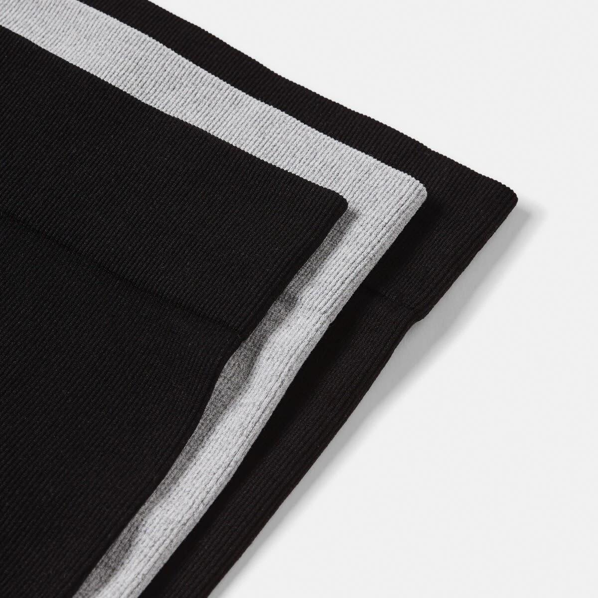 2 3 Pack Rib Shorties BLACK, GREY MARLE, BLACK, 2 of 7