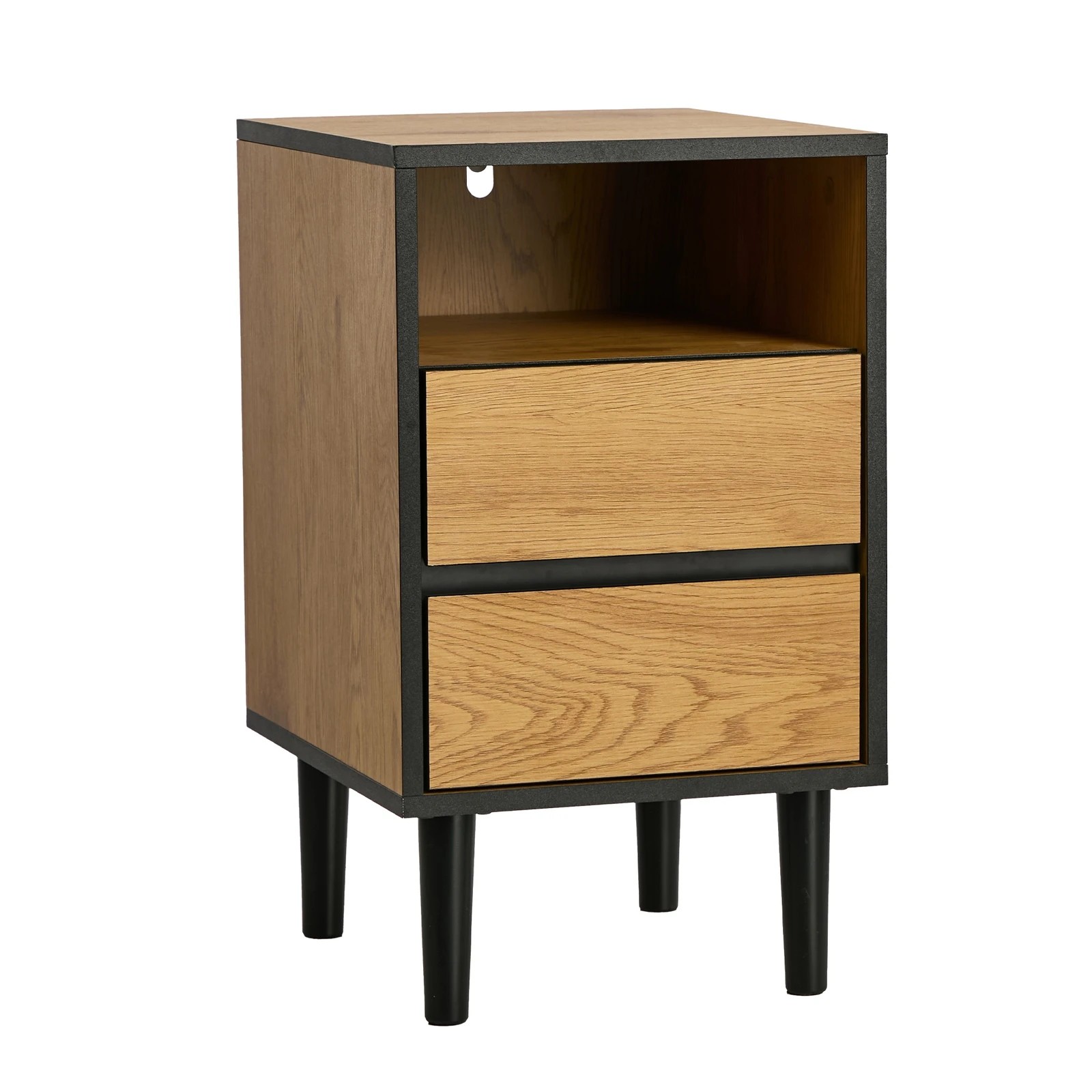 6 Oikiture Bedside Table 2 Drawers Shelf Side End Table Nightstand - Natural, 6 of 8