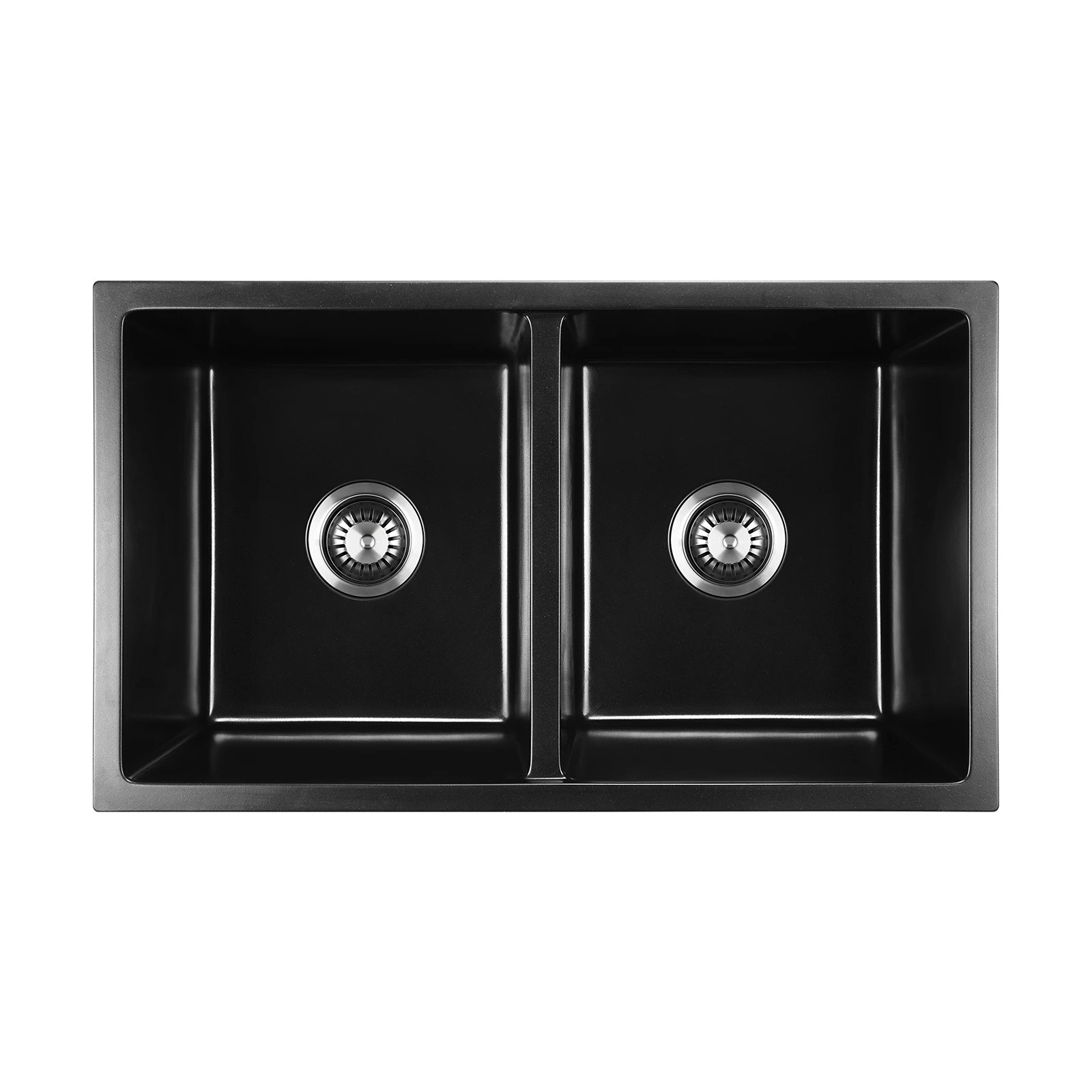 1 Welba Kitchen Sink Basin Granite Stone Laundry Double Bowl 770mmx450mm - Black, 1 of 3
