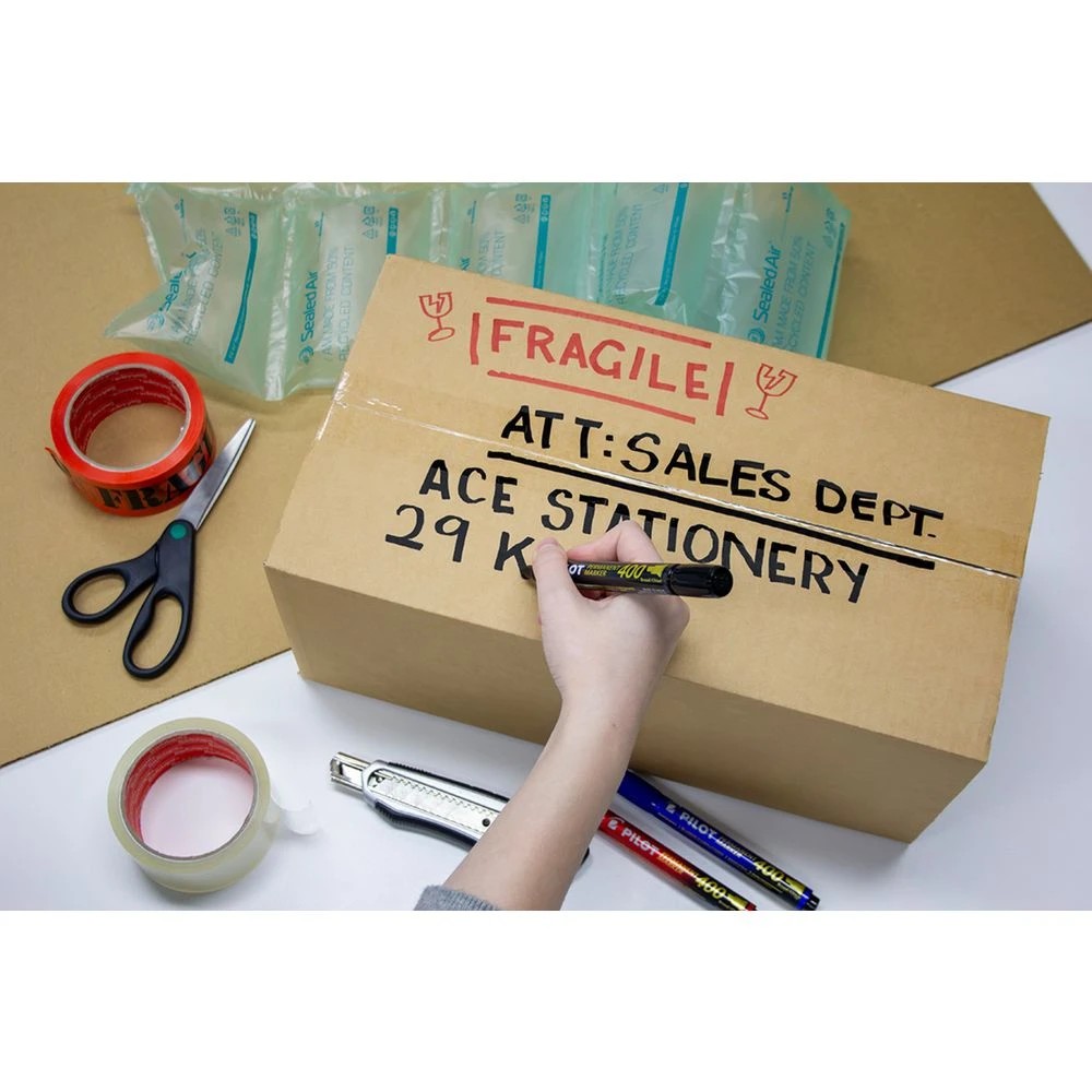 5 PILOT SCA400 Permanent Marker Chisel 1.5-4mm Black 4 Pack, 5 of 6