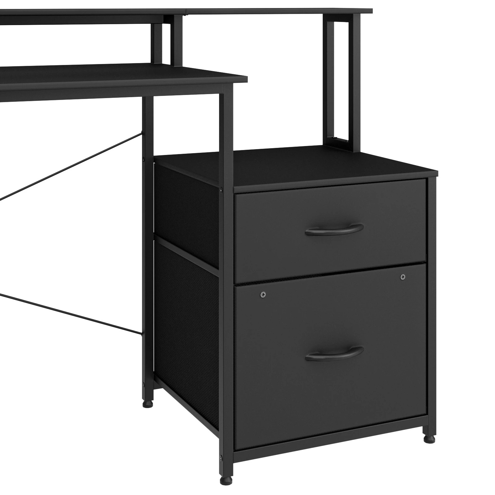 3 Advwin L Shaped Gaming Desk With Led Lights & Power Outlets, 3 of 8