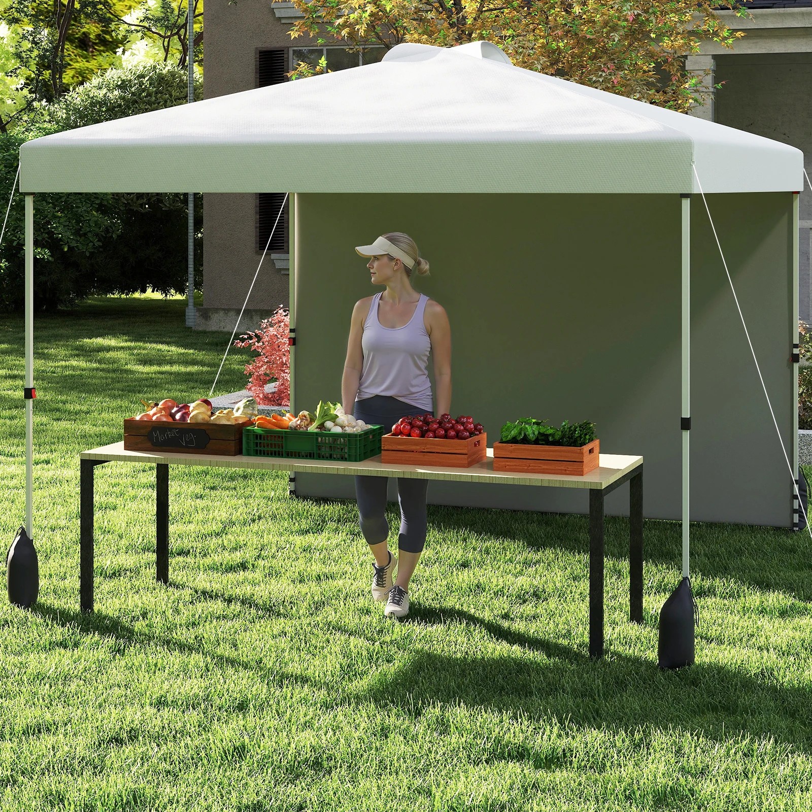 3 Costway 3 x 3m Pop up Canopy Tent w/Wheeled Bag Portable Foldable Outdoor Shelter - White, 3 of 3