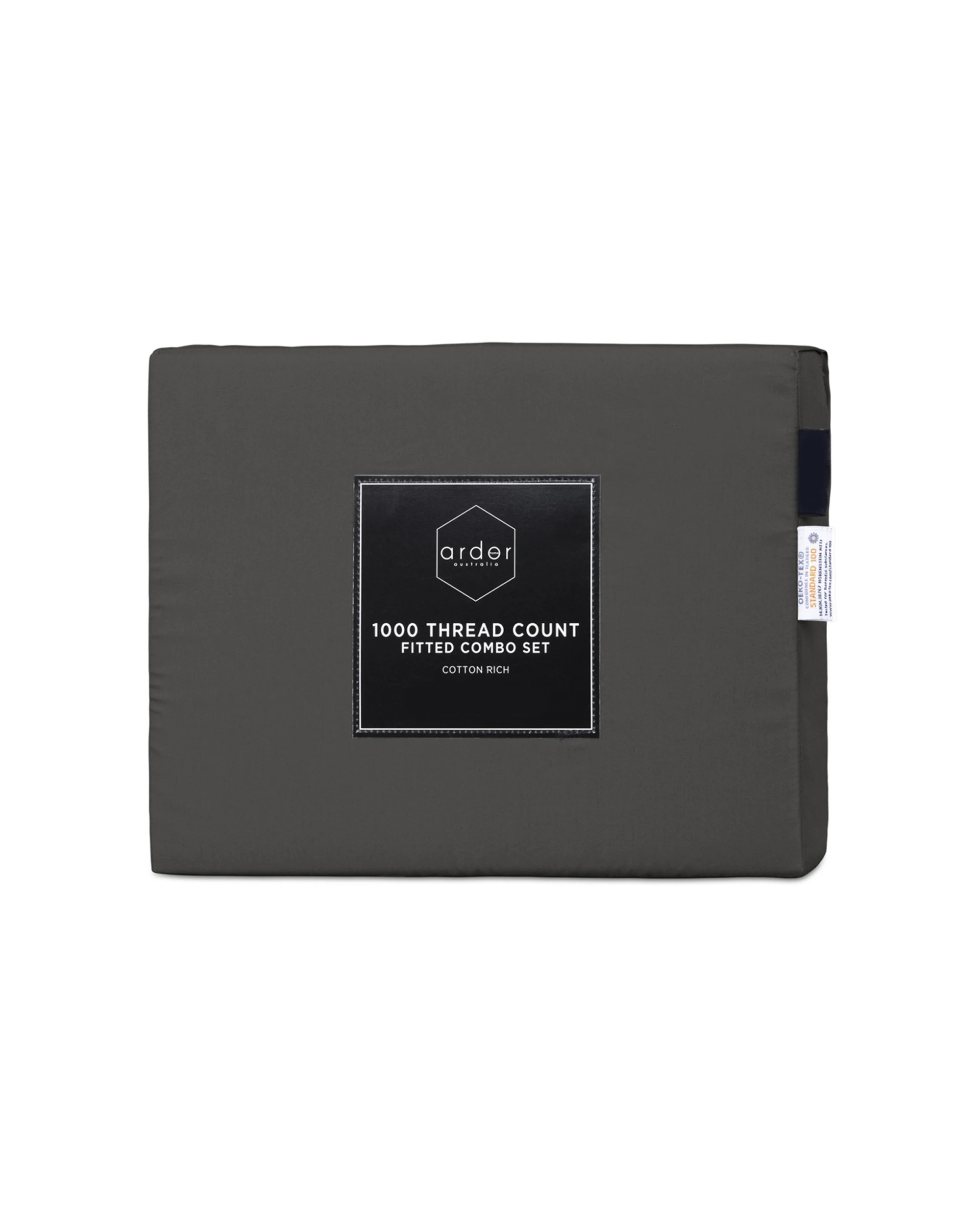 3 Ardor Combo 1000TC Cotton Polyester Bed Bedding Sheet Set - Double Bed - Charcoal, 3 of 3