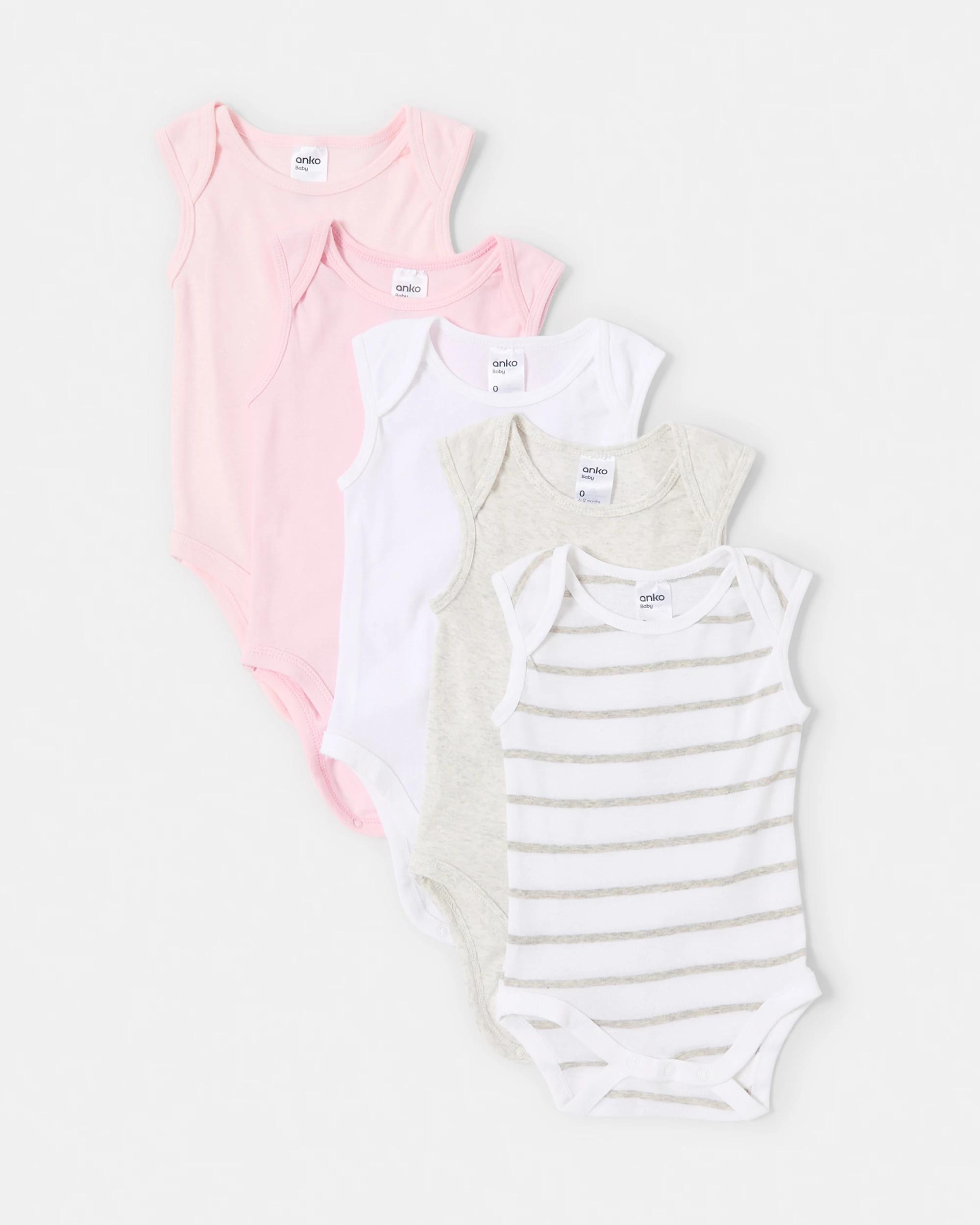 1 5 Pack Sleeveless Bodysuits PINK MULTI PACK, 1 of 3