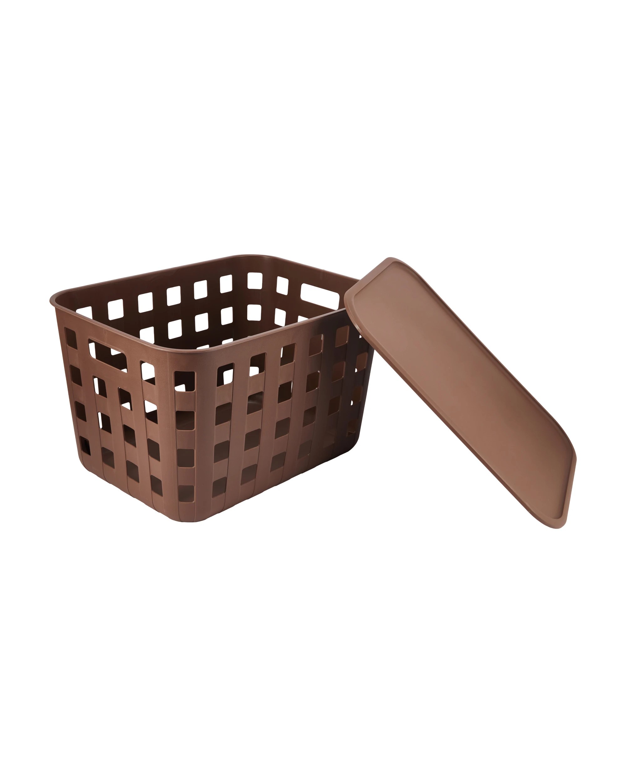 3 45L Rectangle Trellis Basket with Lid - Chocolate, 3 of 8