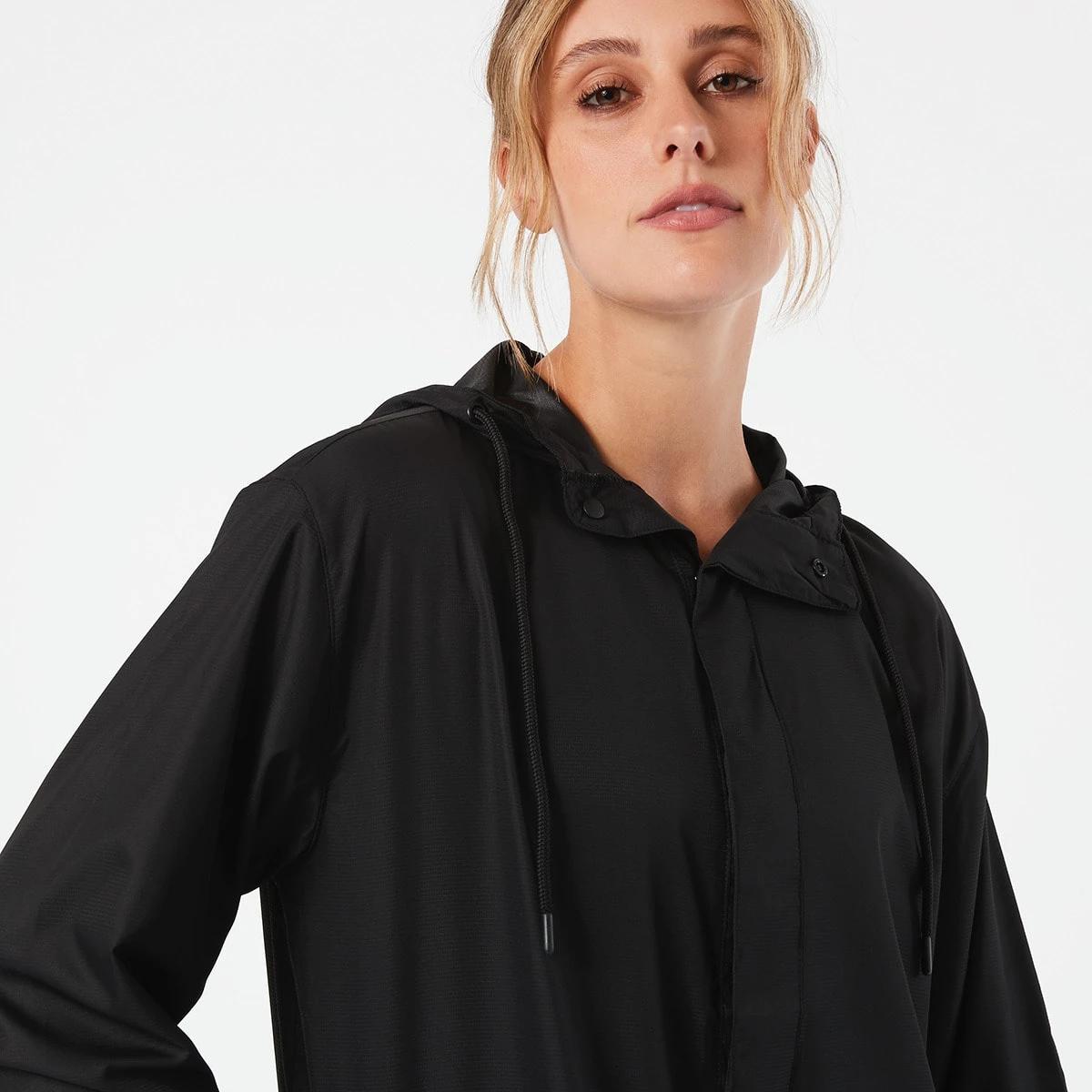 6 Active Unisex Packable Raincoat BLACK, 6 of 10