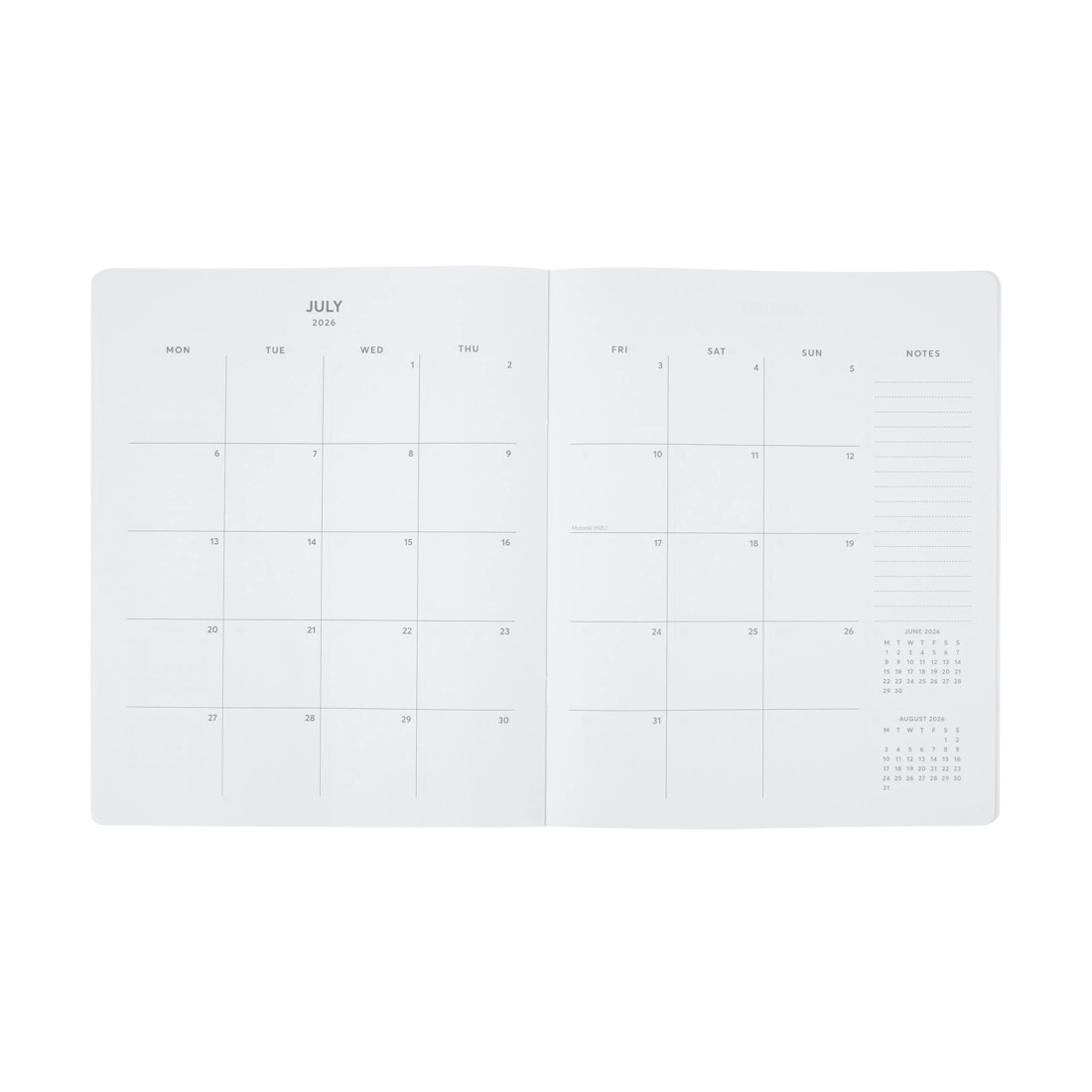 6 2026 Monthly Diary - Black, 6 of 8