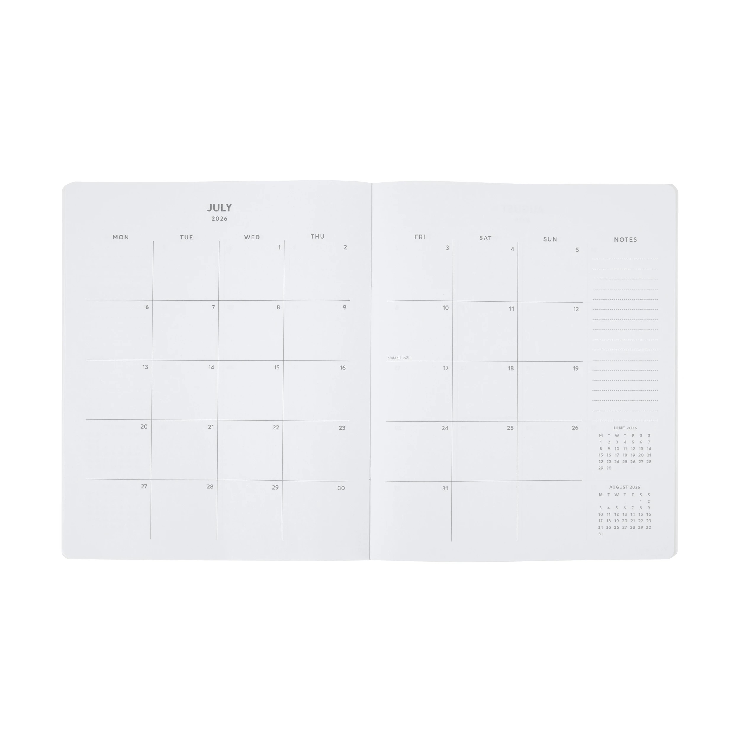 6 2026 Monthly Diary - Black, 6 of 8