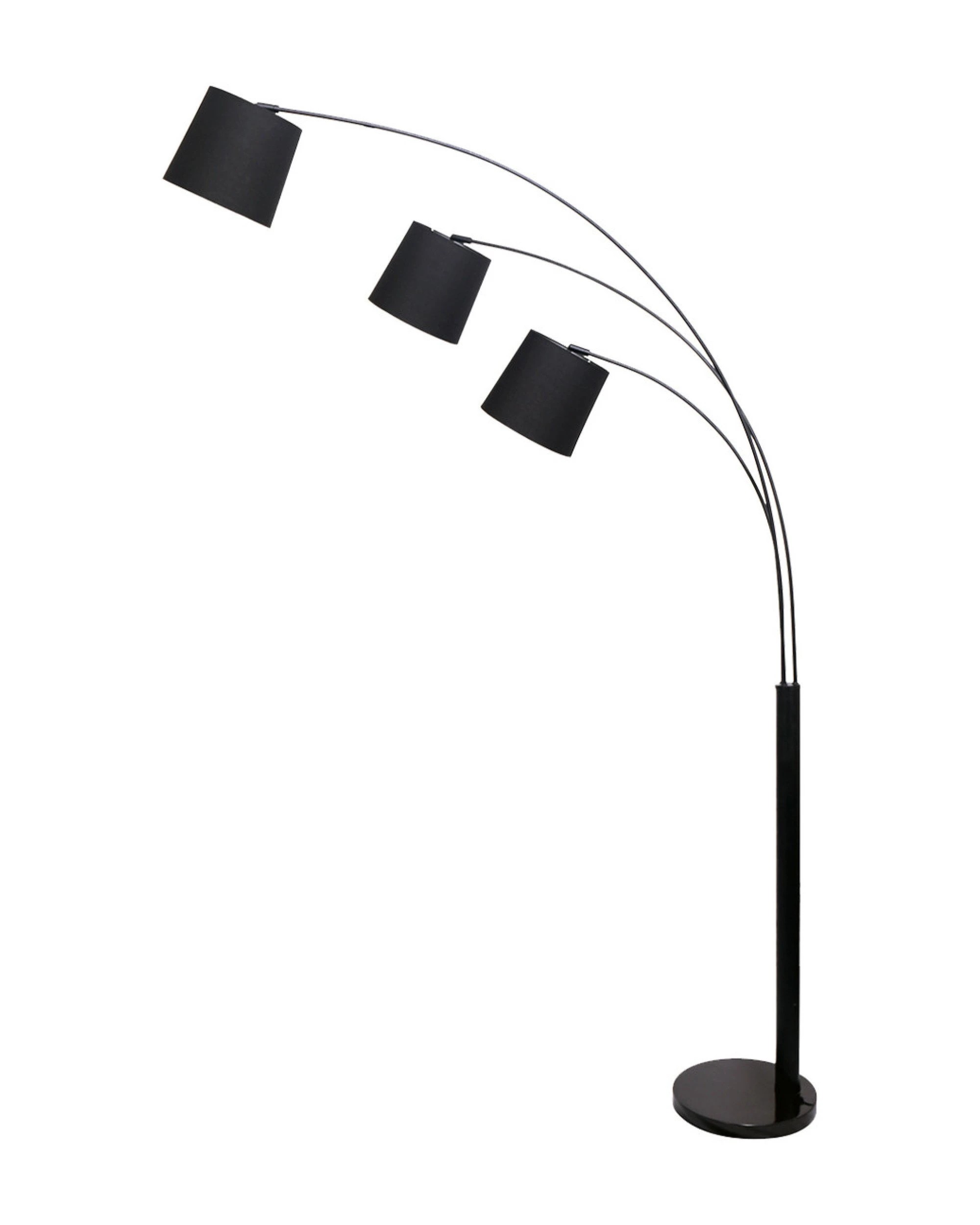1 Sarantino 3-Light Arc Floor Lamp Adjustable Black 3 Shades, 1 of 6