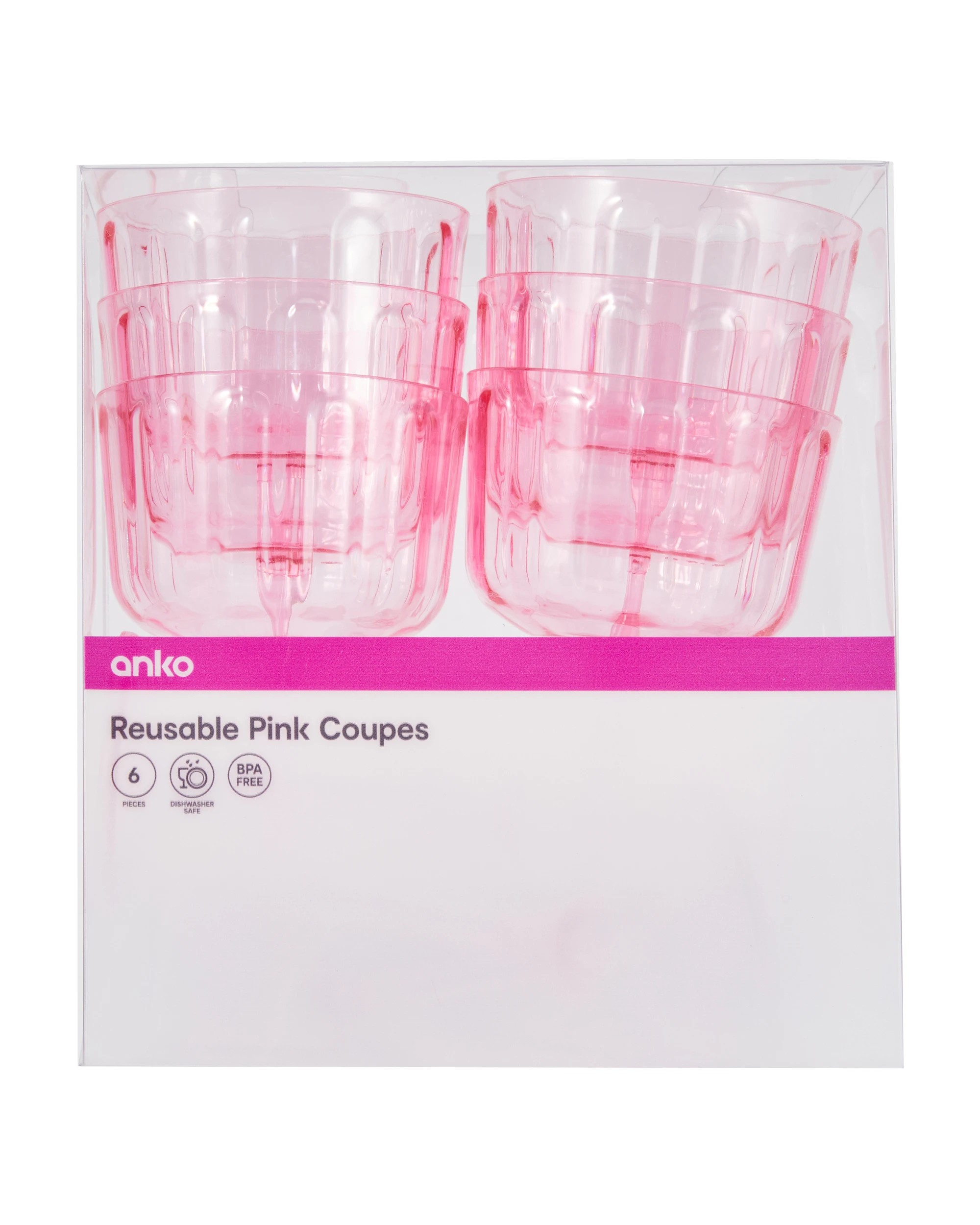 5 6 Piece Reusable Pink Coupes, 5 of 5