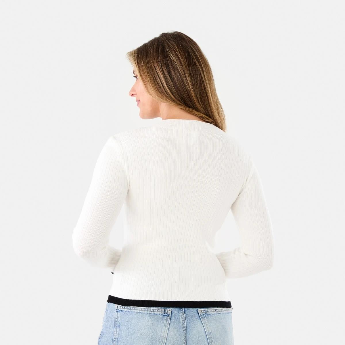3 Long Sleeve Mock Neck Top Ecru, 3 of 6