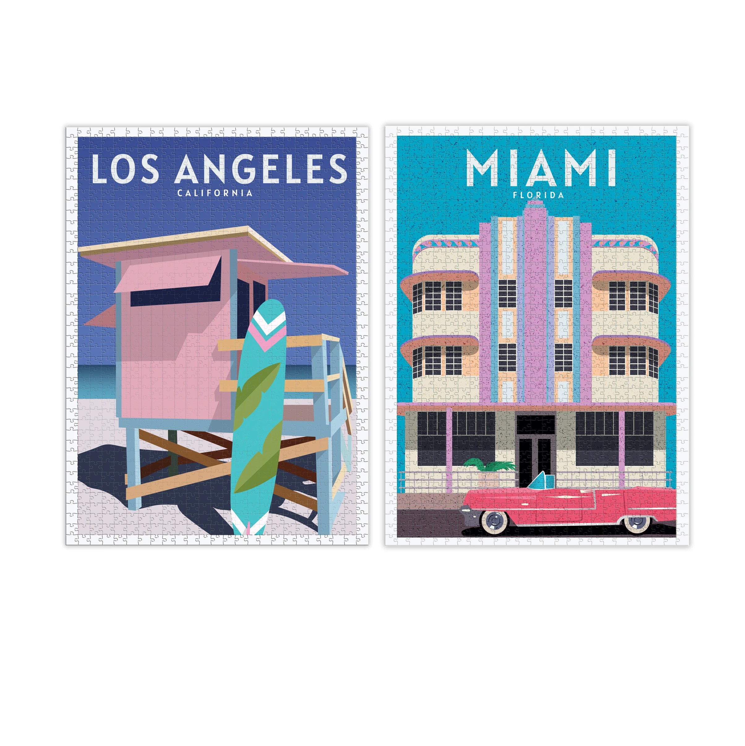 6 1000 Piece 2 in 1 Double Sided Vintage Travel Poster Puzzles - Assorted, 6 of 9