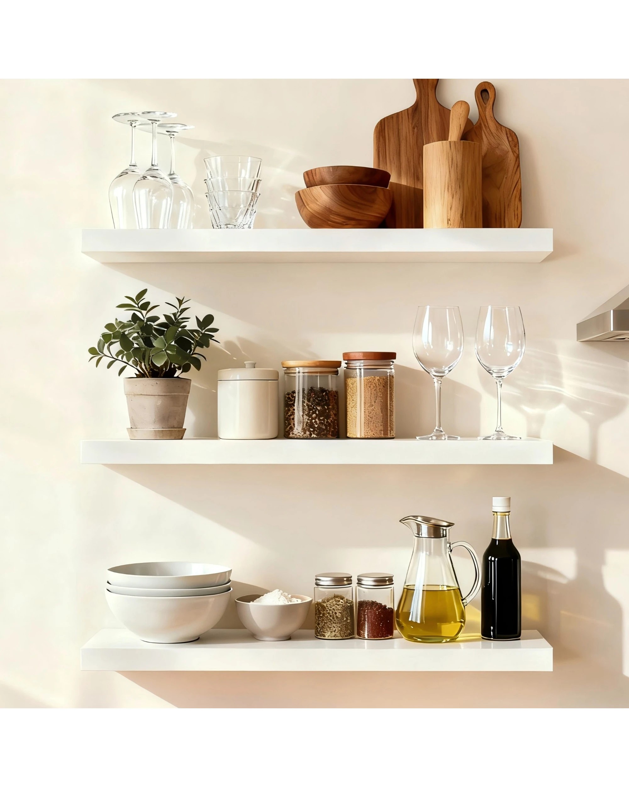 1 Takara Seiso Floating Wall Shelves Display Rack (Set of 3) Large 90cm - White, 1 of 10