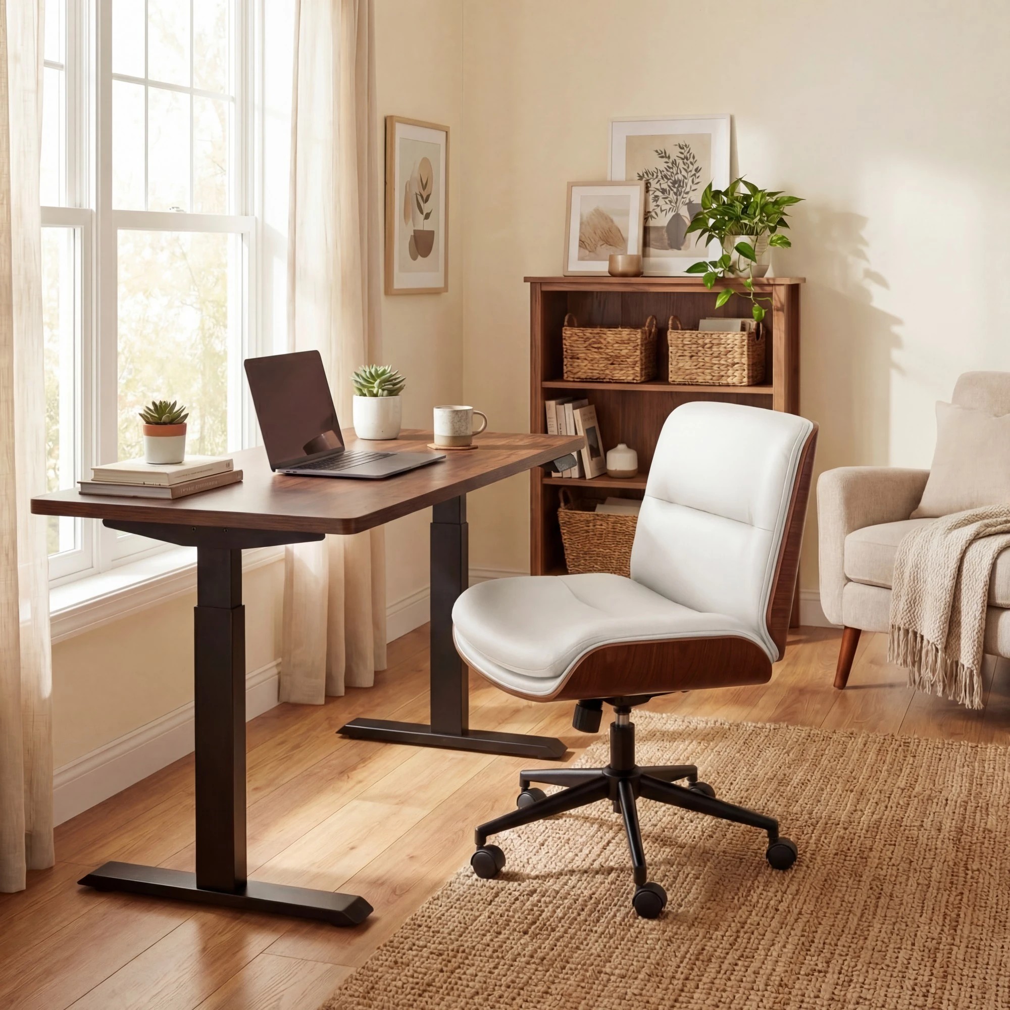 Costway Vanity Office Chair Adjustable Computer Desk Stool w/Backrest ...