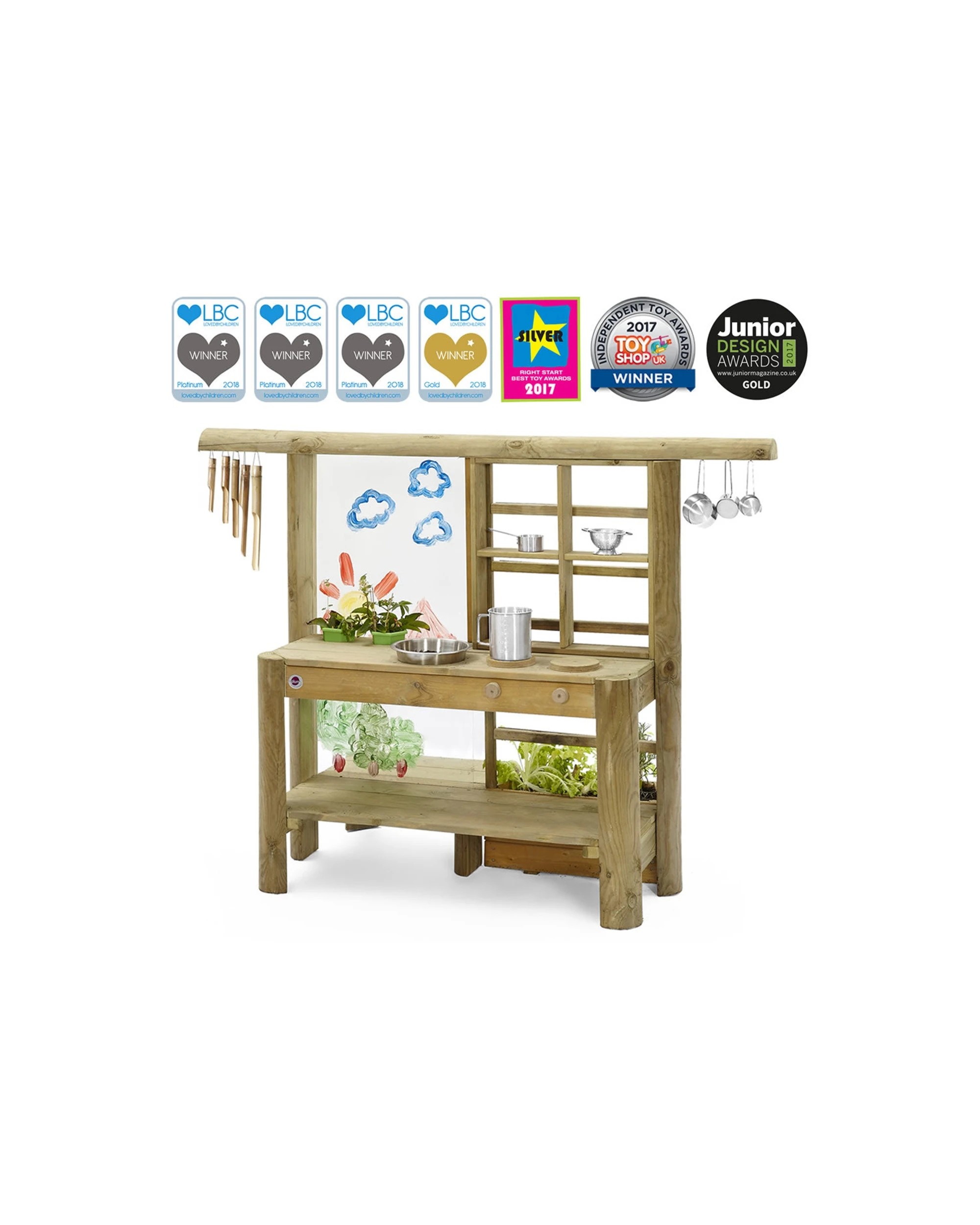 2 Plum Play Au Mud Pie Kitchen Outdoor Wooden Playset For Kids Ages 3 Years
 - Multi, 2 of 7