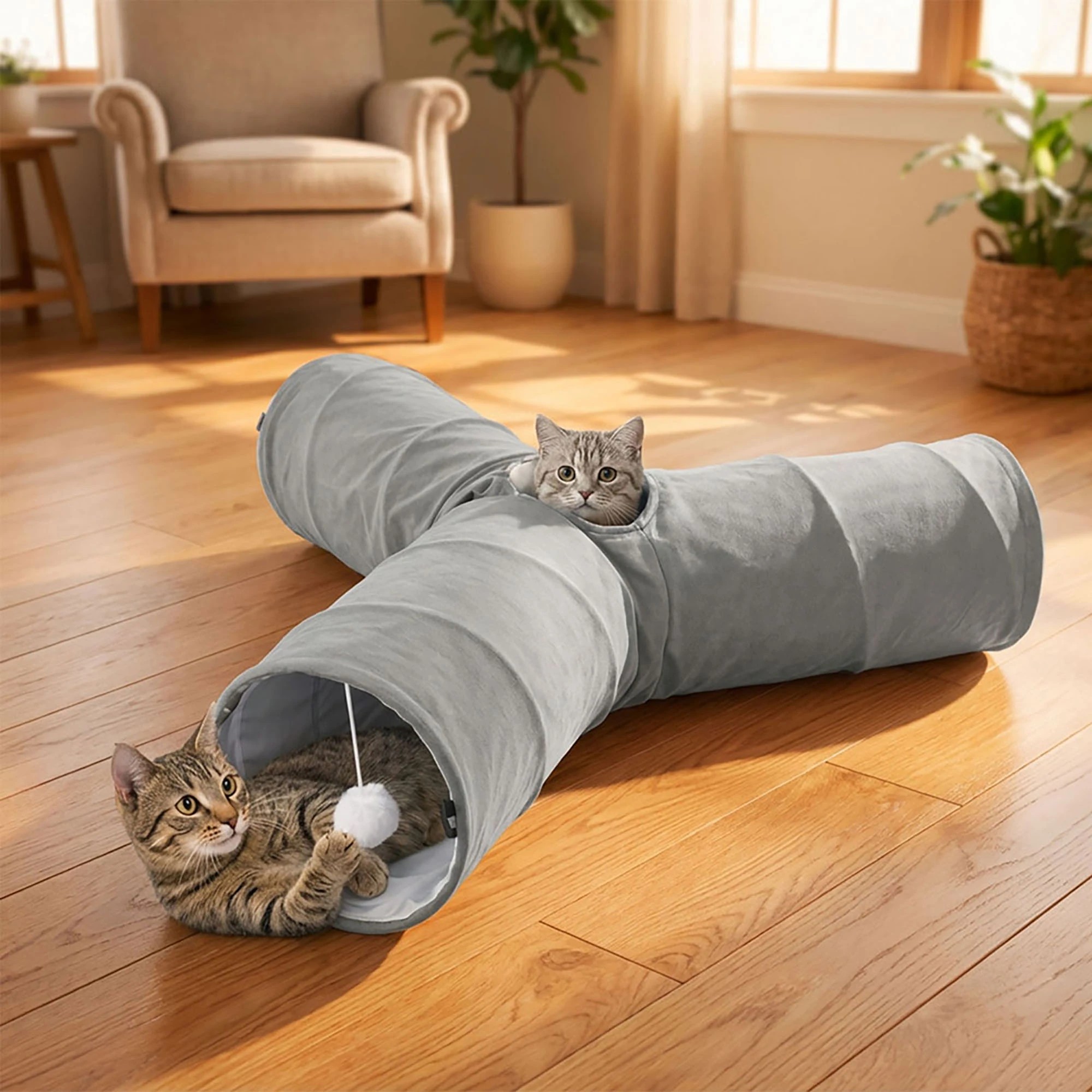 7 Pawz Pet Toy-3 Way Cat Tunnel Toy-Diameter 25Cm, 7 of 9