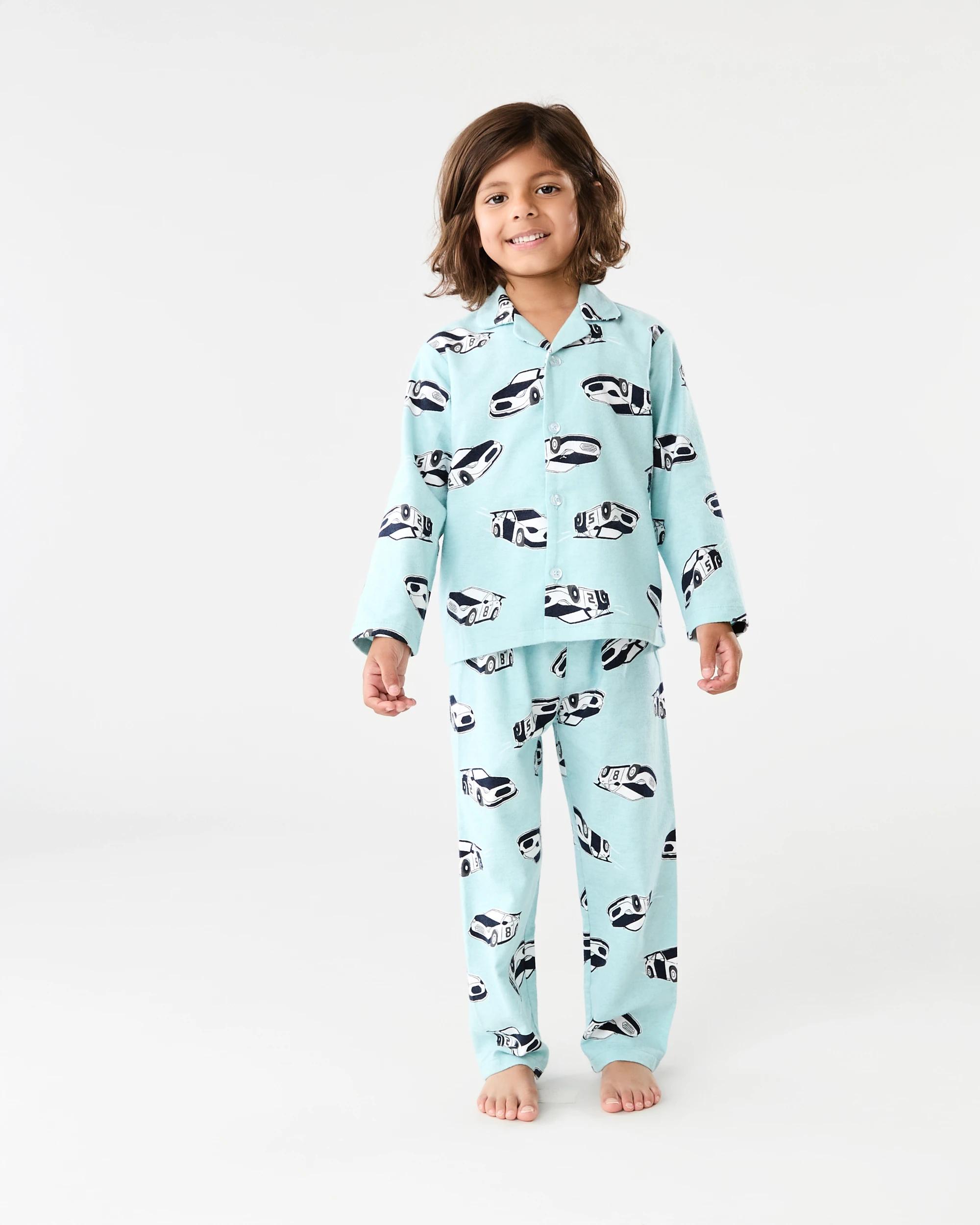 6 Flannel Pyjama Set Grn Car, 6 of 7