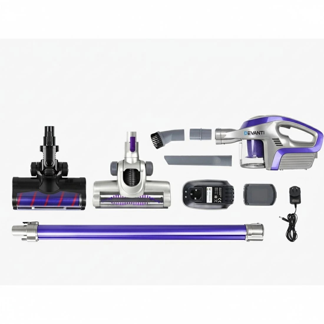 6 Devanti Stick Vacuum Cleaner Roller Brush Cordless 150W - Purple, 6 of 6