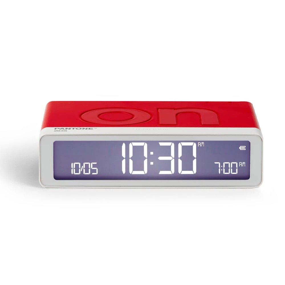 1 Lexon Flip Classic Reversible Alarm Clock PANTONE - 2035 Red - Red, 1 of 5