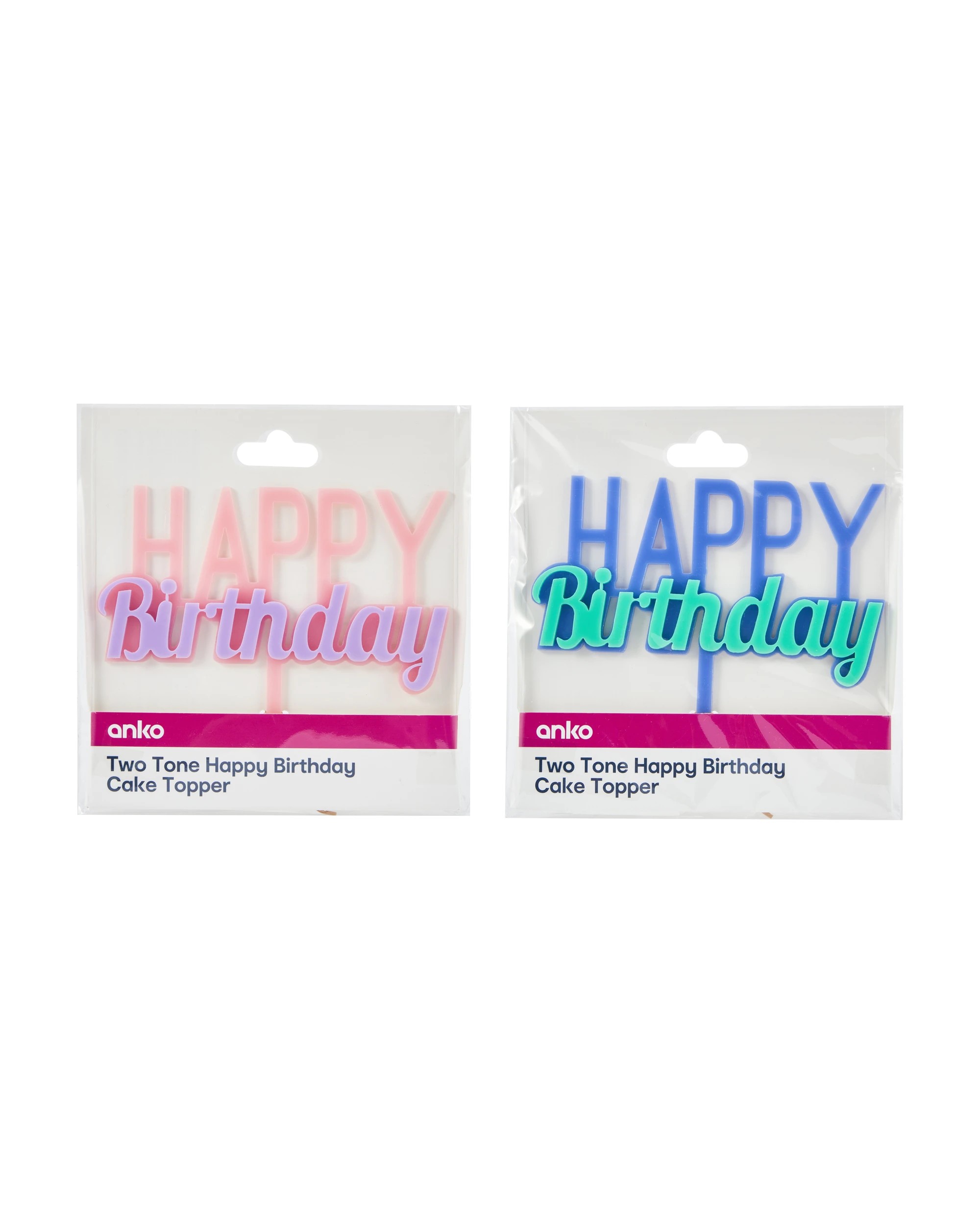 4 Two-Toned Happy Birthday Cake Topper - Assorted, 4 of 4