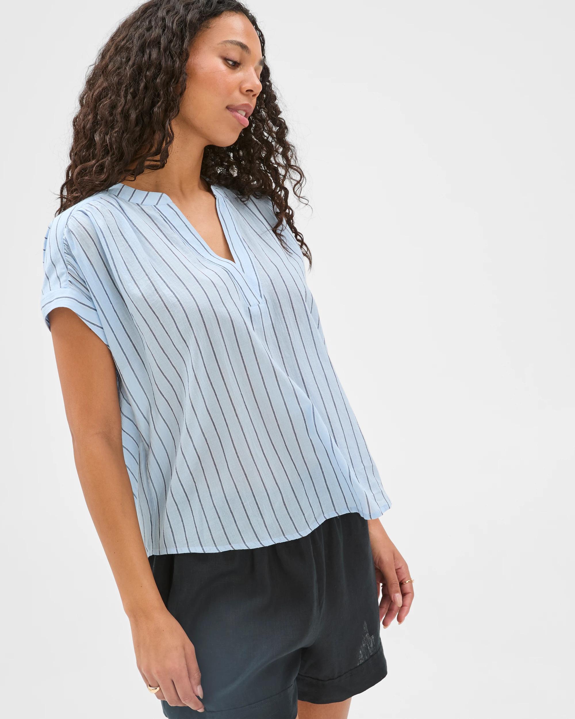 5 Target Woman Cotton Collared Popover Blouse MULTI STRIPE, 5 of 6