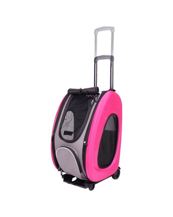 Ibiyaya 5-In-1 Combo EVA Pet Carrier And Stroller - 8kg Limit Foldable - Pink