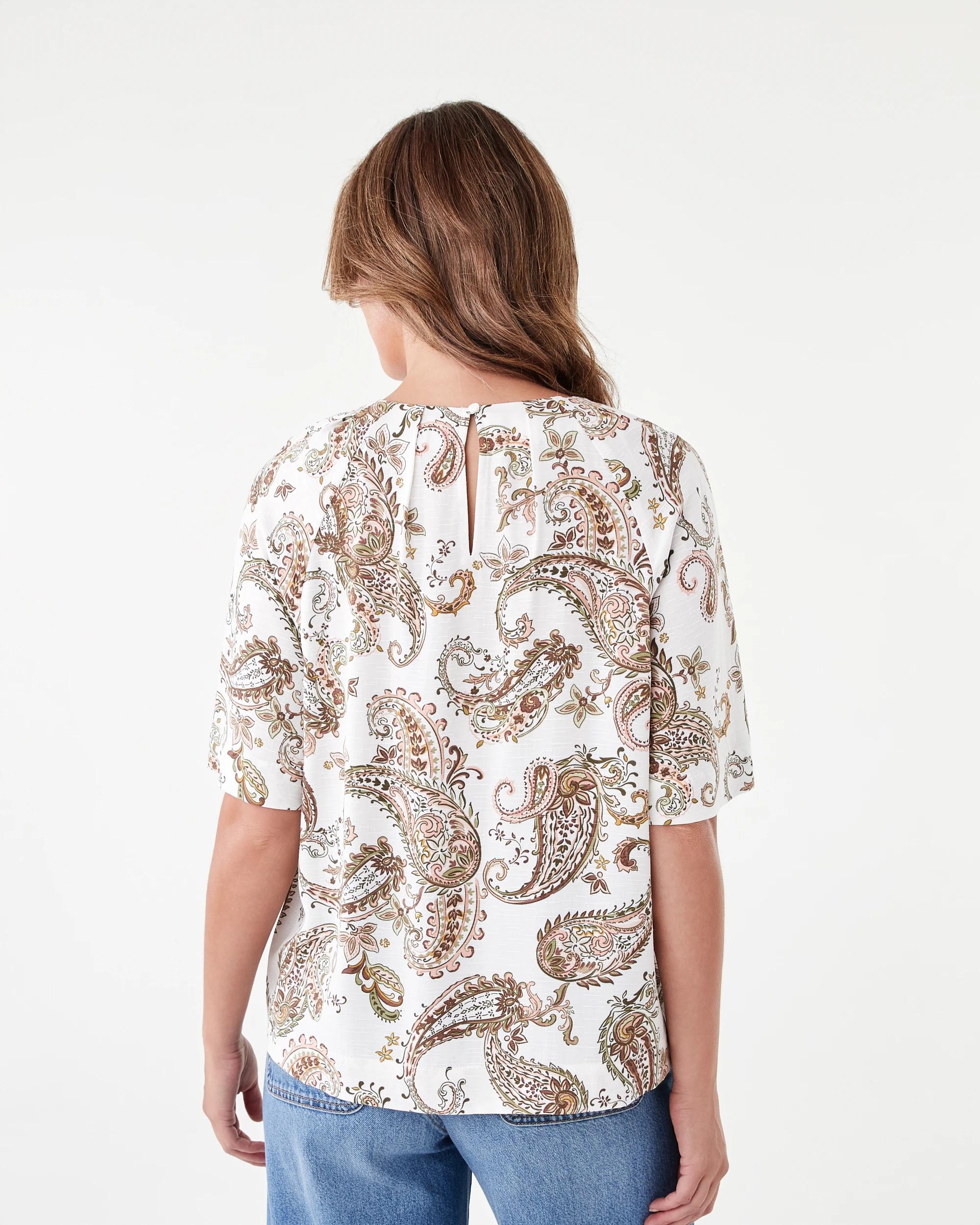 3 Short Sleeve Tuck Top Paisley, 3 of 7