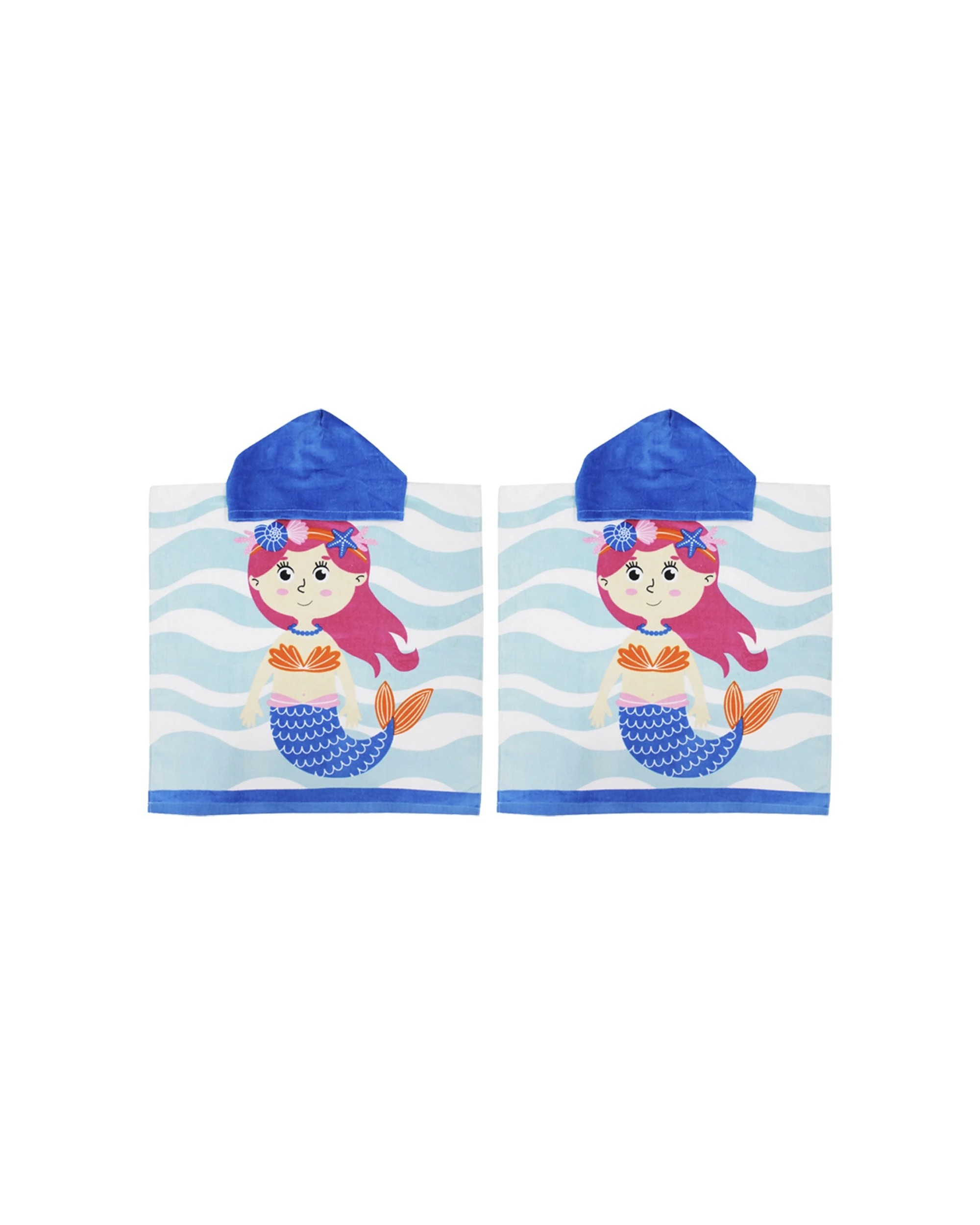 1 Onkaparinga Kids Absorbent Hooded Beach Towel Mermaid 2PK 60x120cm - Multi, 1 of 1