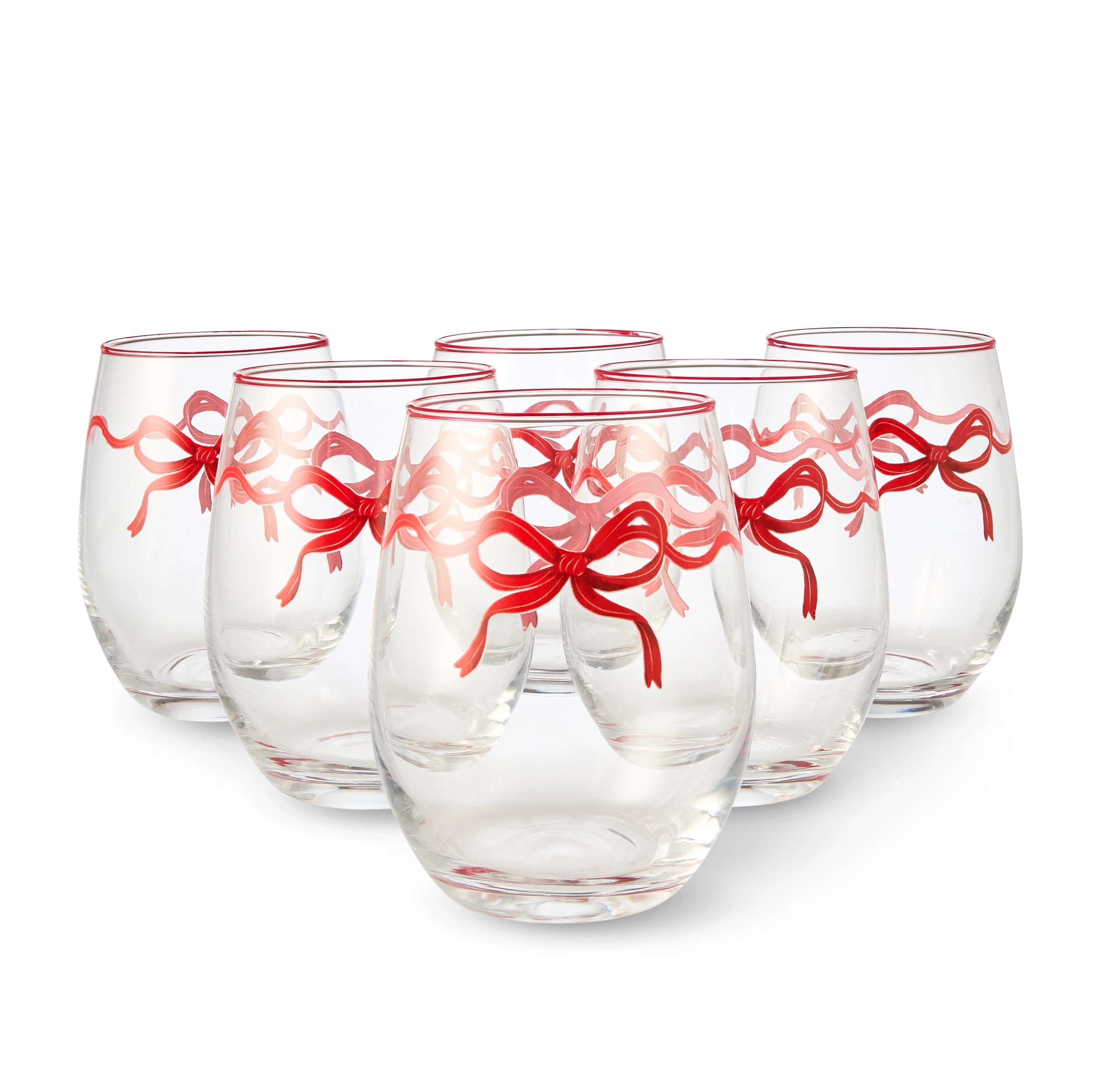 1 6 Bow Stemless Glasses, 1 of 6