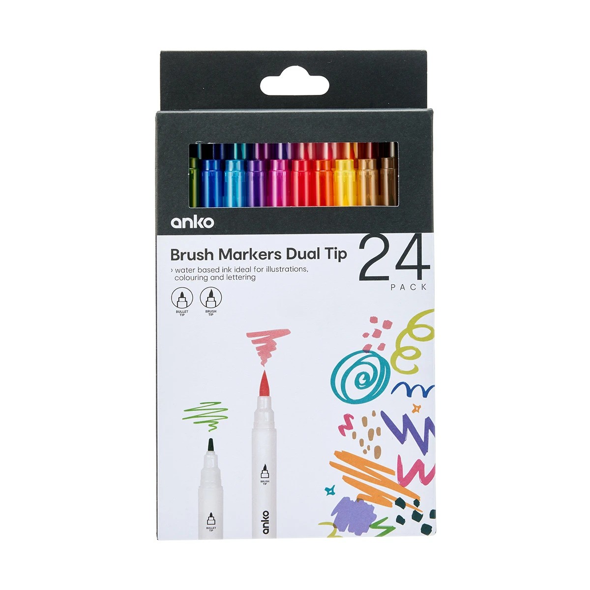 1 24 Pack Dual Tip Brush Markers, 1 of 5