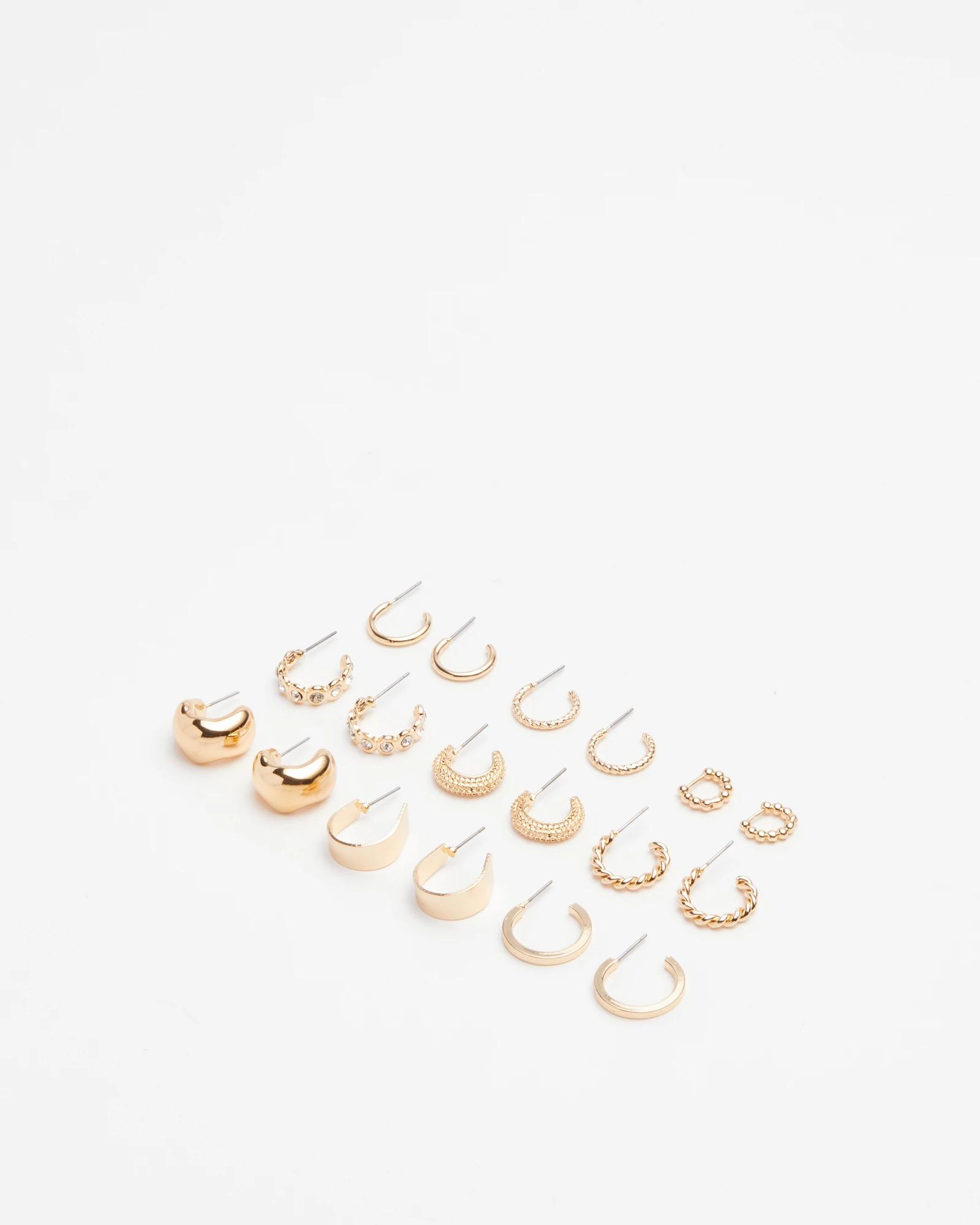 1 Target 9 Pack Hoop Earrings GOLD COLOURWAY, 1 of 2