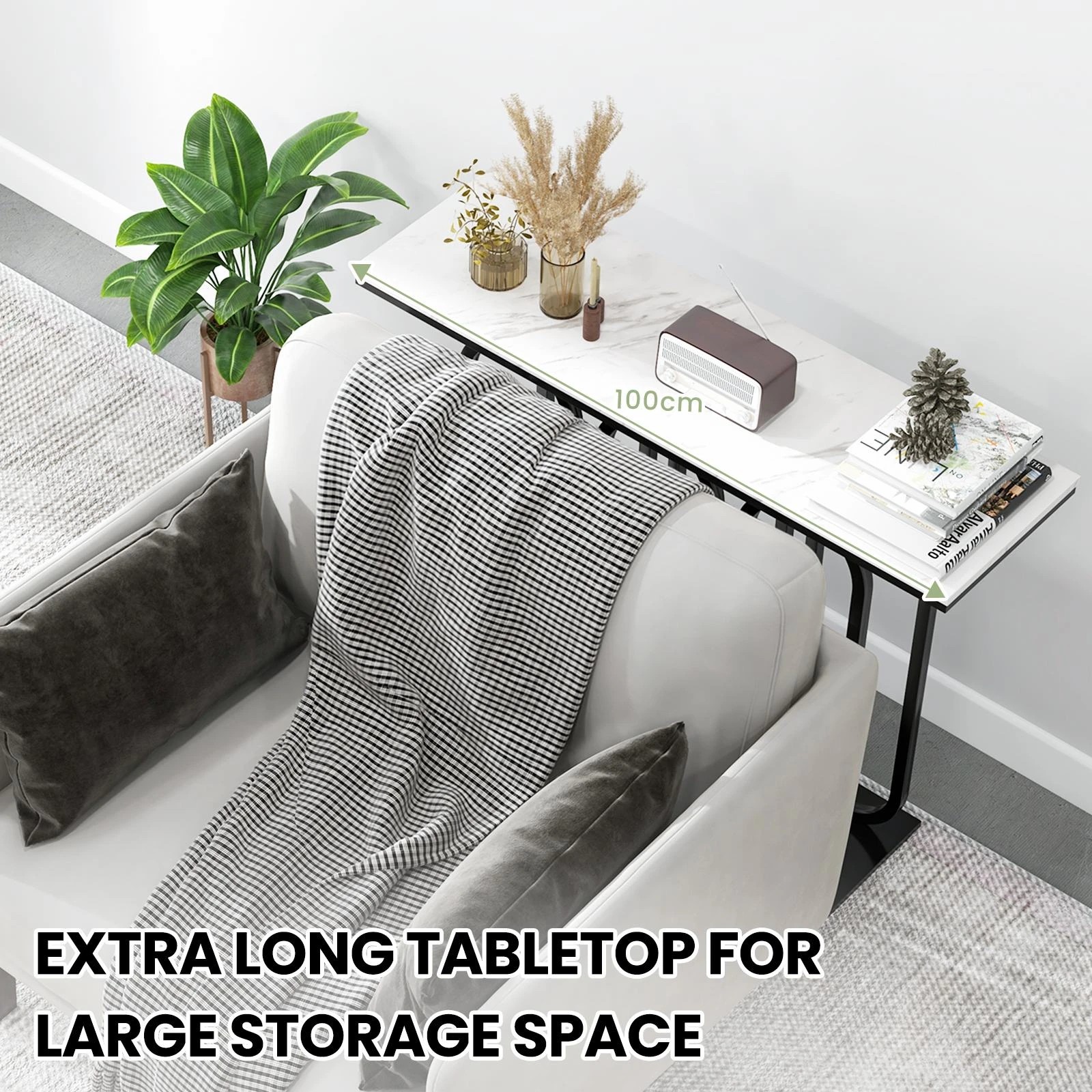 4 Costway Metal Frame Console Table Faux Marble Tabletop, 4 of 10