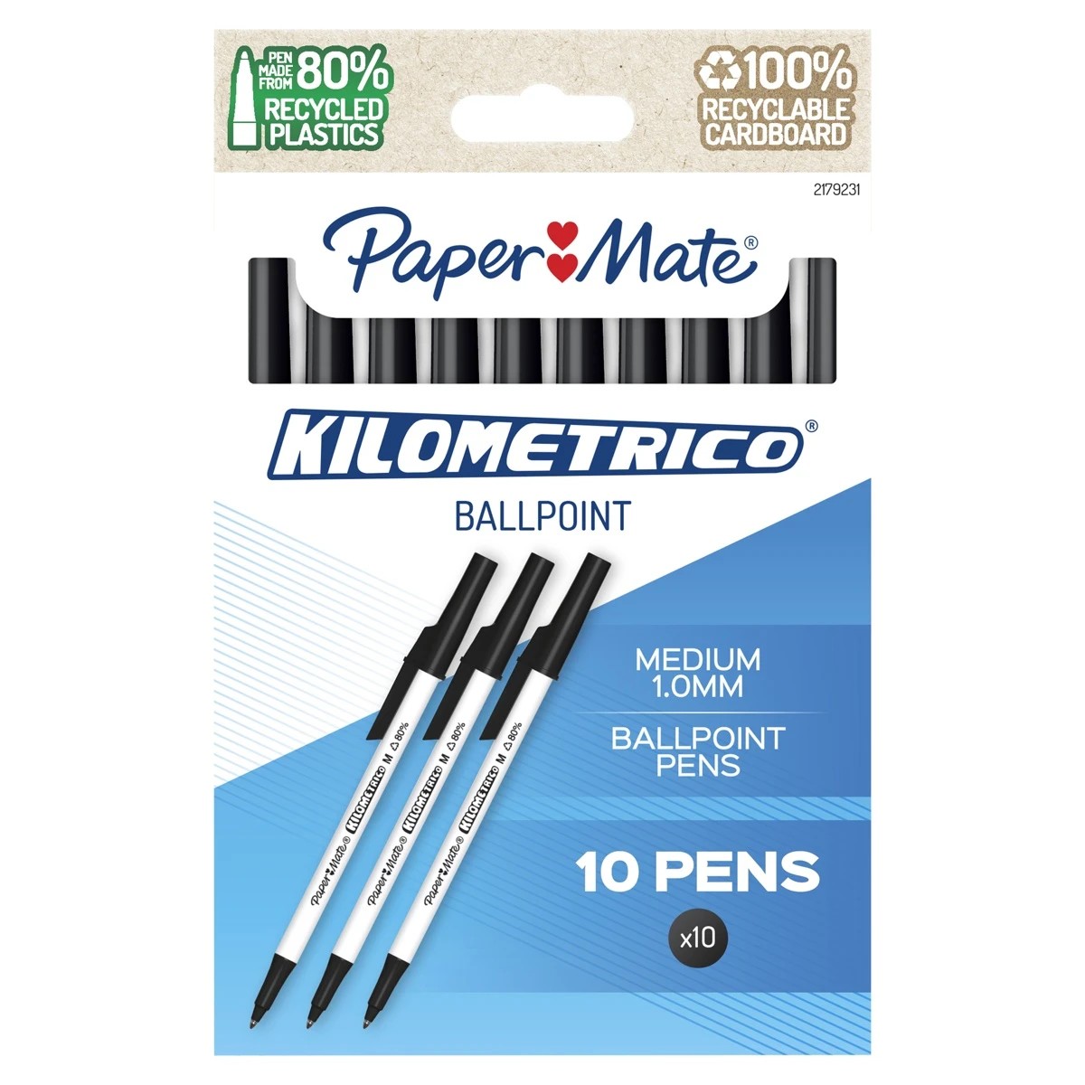 1 10 Pack Paper Mate Kilometrico Ballpoint Pens - Black, 1 of 7